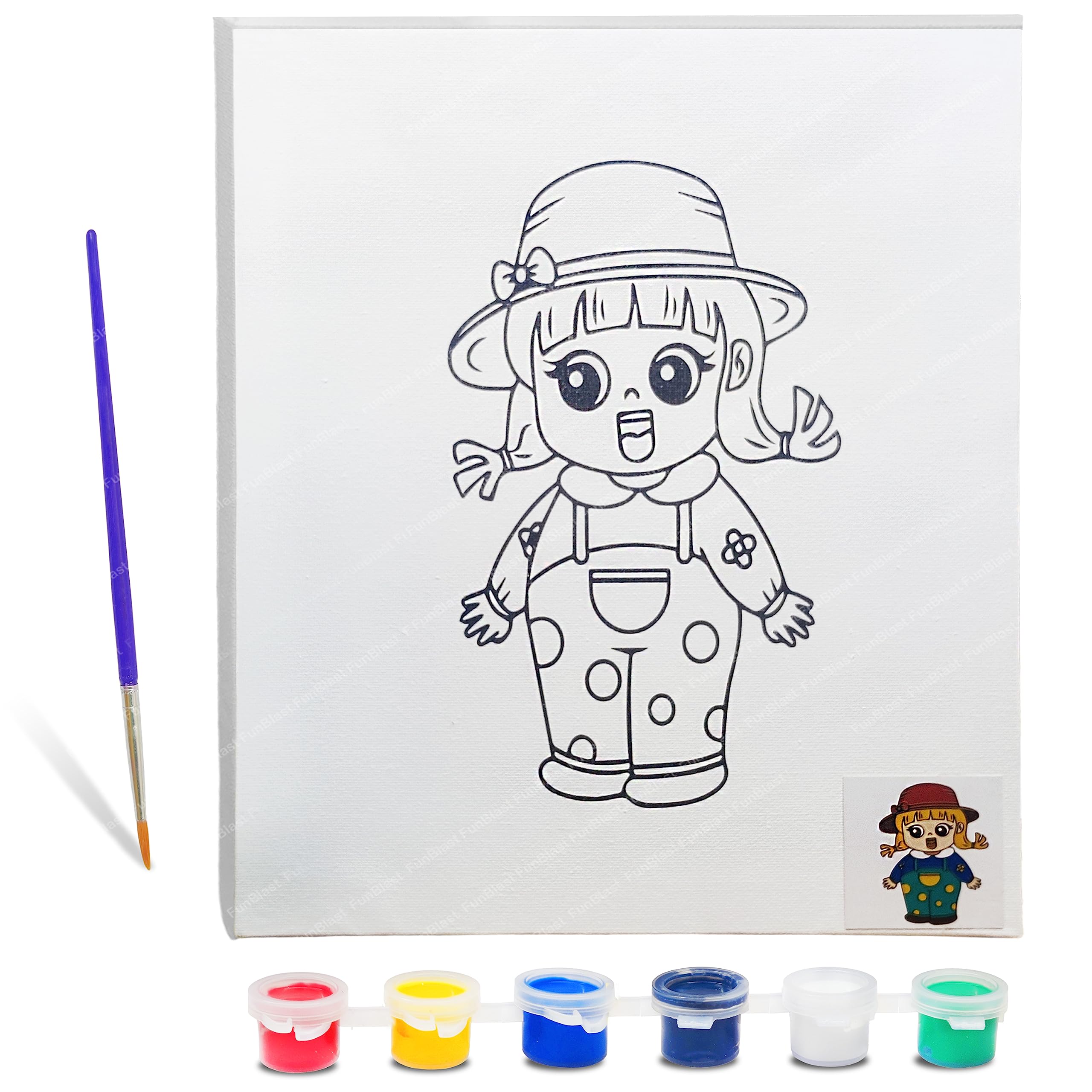 FunBlast Pre-Printed Canvas Painting Kit- DIY Painting Brush for Kids Learning Painting Drawing Art and Craft for Kids, Birthday Gift for Kids, Girls, Boys-30X25X1.5 CM (B097C9TVH1) Amazon Price History, Amazon Price Tracker