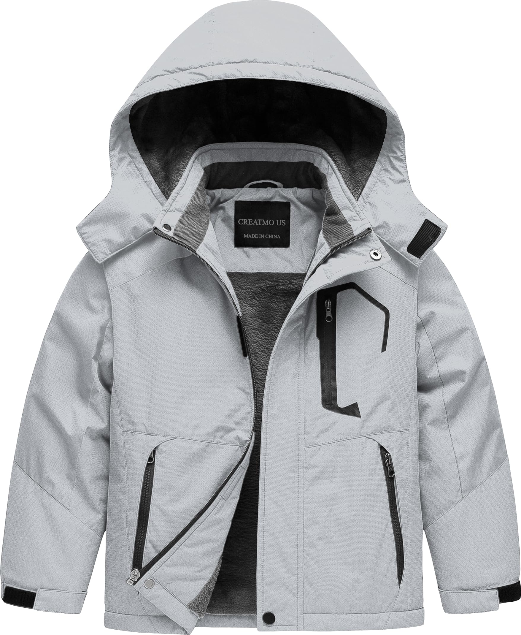 CREATMO US Boy's Waterproof Ski Jacket Warm Winter Snow Coat Windproof Snowboarding Rain Jacket