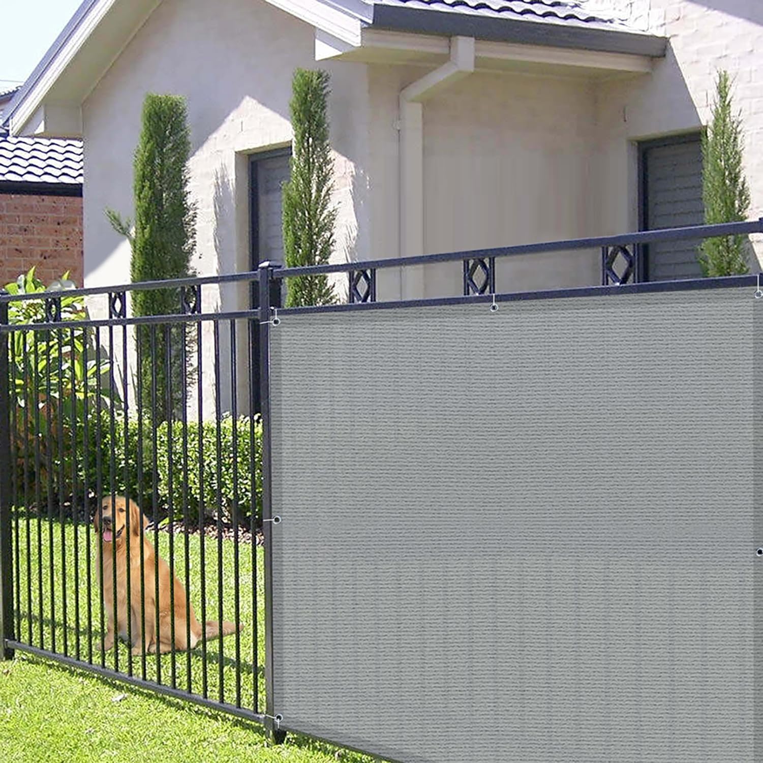 Odporna na warunki atmosferyczne osłona balustrady balkonowej i tarasowej – tkanina siatkowa anty-UV, wysokość 65/75/85 cm, szara, 65 x 170 cm, idealna do ochrony ogrodu na zewnątrz i dziedzińca