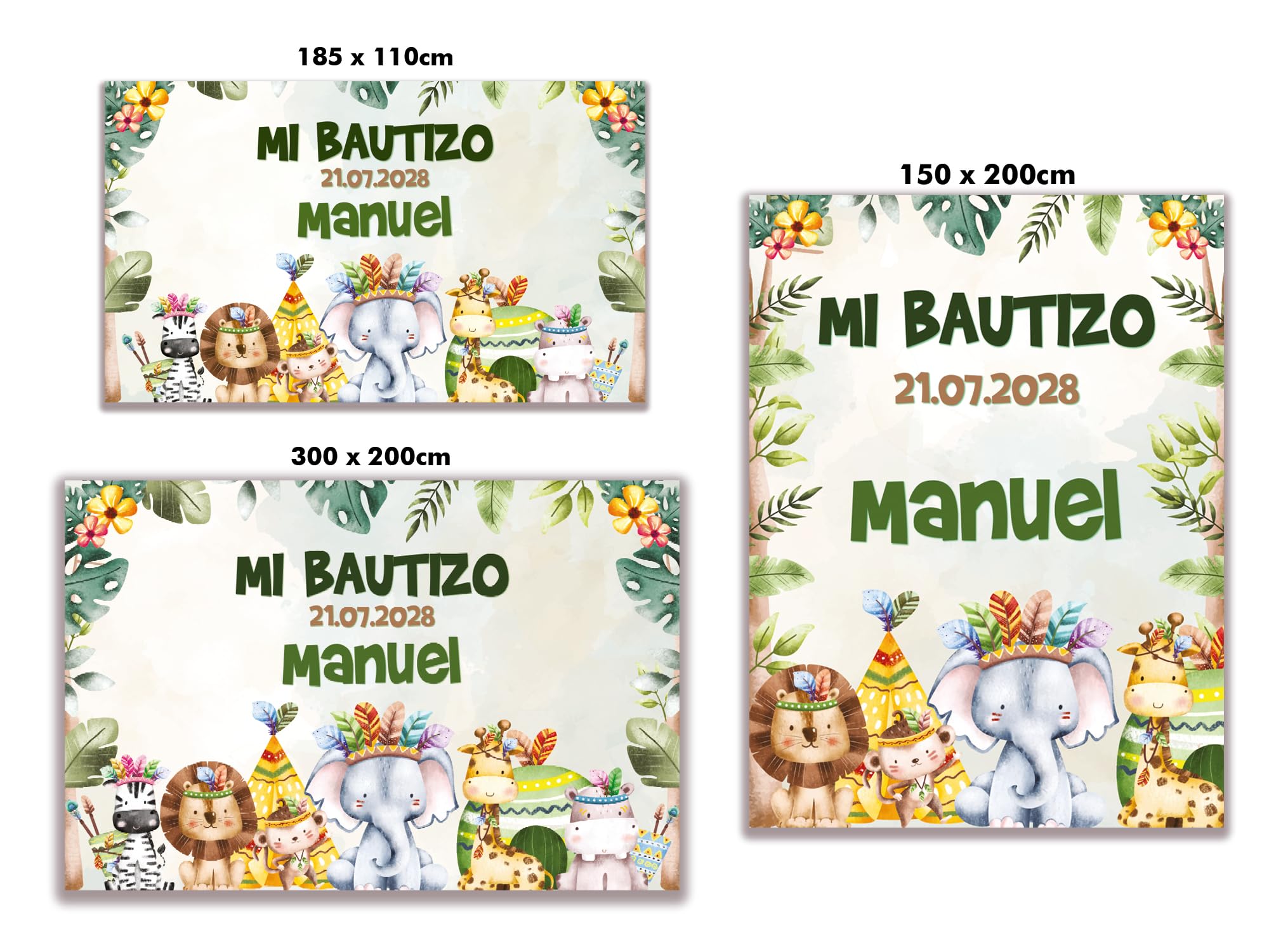 Oedim Photocall en Lona para Bautizo Animales, 300x200cm, Photocall Decorativo para Eventos o Celebraciones puntuales