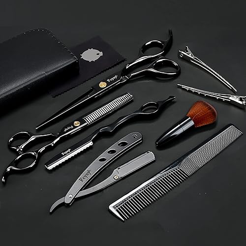 Miniatura 8 de Tijeras profesionales para el cabello, juego de tijeras para adelgazar Fcysy Barber Shears Kit de tijeras de corte de cabello, suministros de