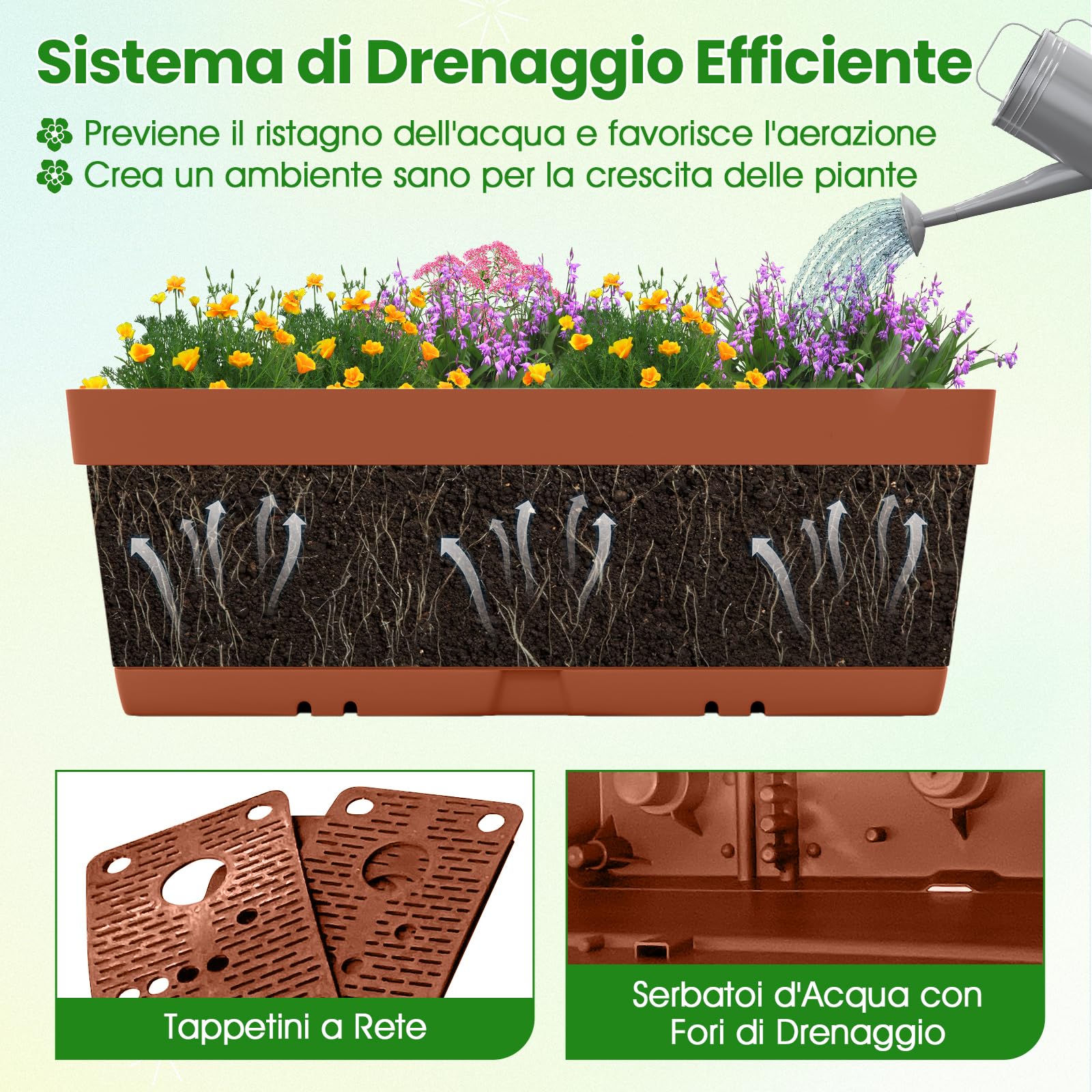 RELAX4LIFE Set di 6 Vasi per Piante, Fioriera a 3 Livelli con Aste di Connessione Solide, Combinazione Libera e Personalizzata, Design Verticale e Salvaspazio, Capacità di Peso 5 kg (Rosso)