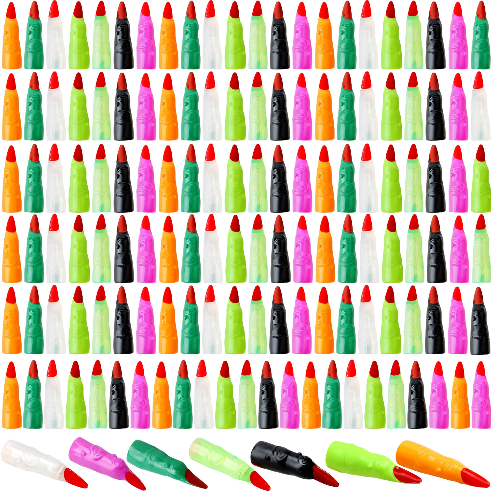 140 Pcs Plastic Witch Fingers Colorful Witch Fingers Finger Pointers for Halloween Witch Cosplay Party Decorations Masquerade Costume, 7 Colors