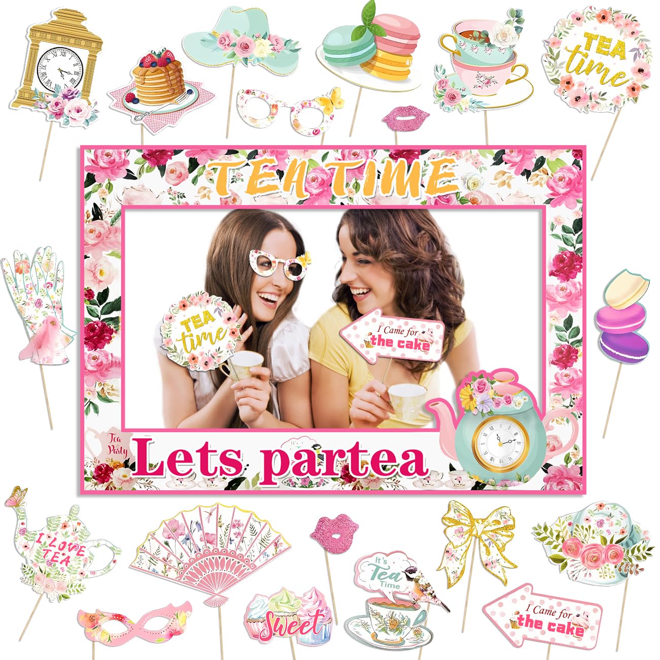 Amazon.com: Tea Party Decorations, Floral Lets Partea Photo Booth