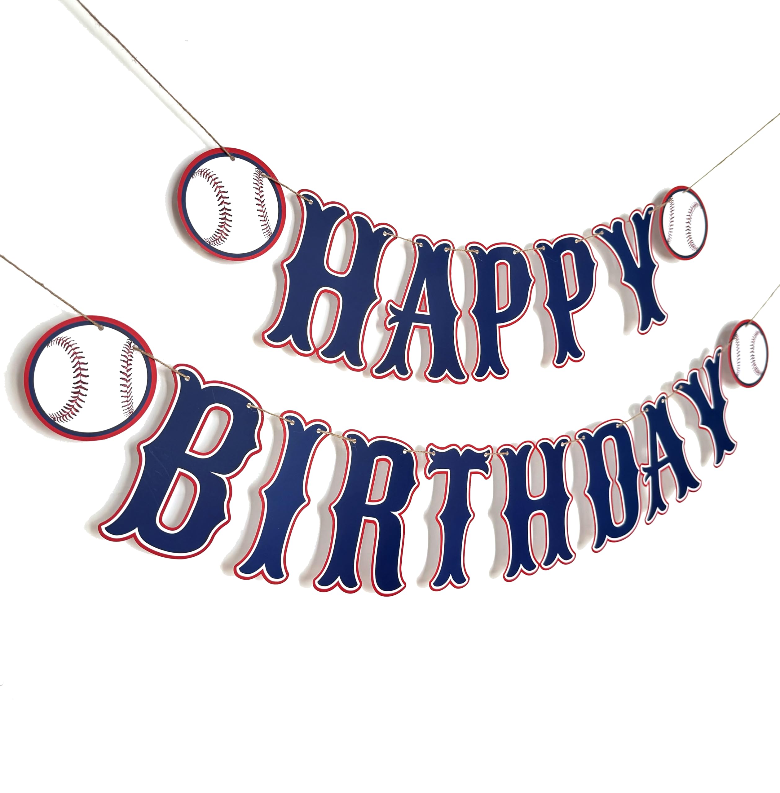OZCZKZZ Happy Birthday Banner Baseball,Navy Blue,Baseball Birthday Party Decorations