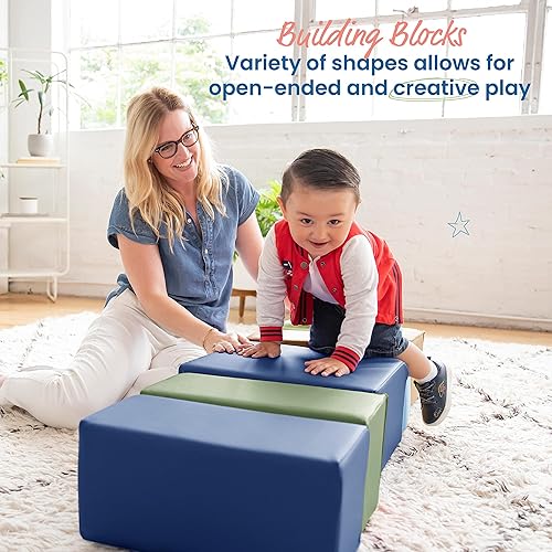 Miniatura 4 de ECR4Kids SoftZone - Bloques de construcción de espuma grande, juego suave, tono terrícola, 7 piezas