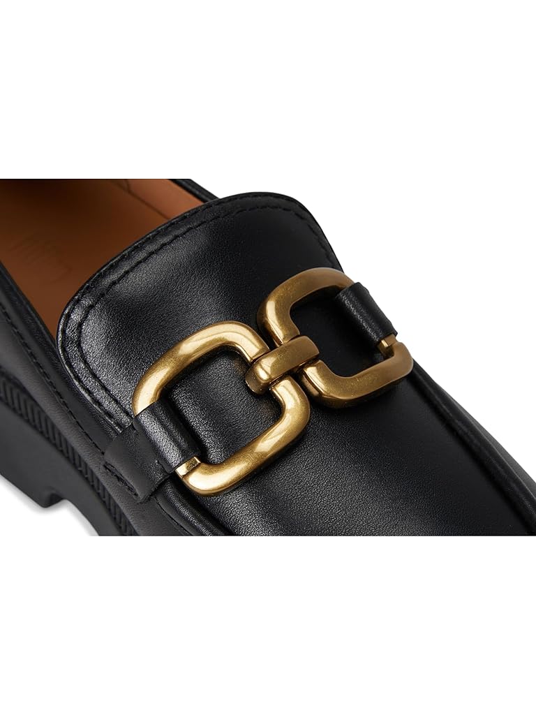 Black FitFlop F-Luma Square-Chain Leather Loafers
