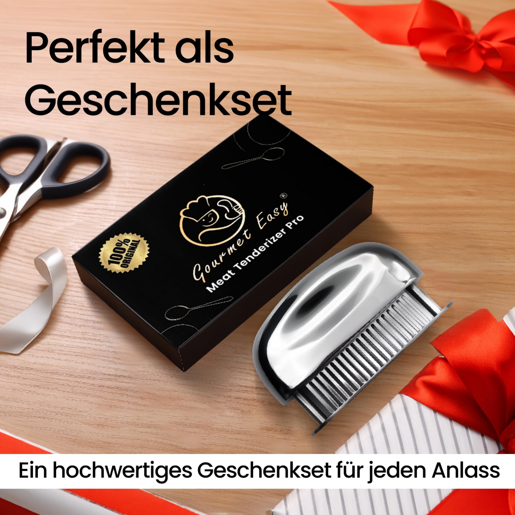 Gourmet Easy Fleischzartmacher mit ultrascharfen Klingen - Steaker Fleischzartmacher aus 100% Edelstahl - Meat Tenderizer zum zart machen von Rind/Huhn/Schwein/Kalb/Steak - spülmaschinenfest