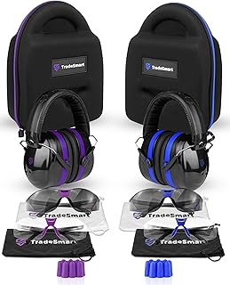 TradeSmart Gun Range Protection Duo Kit - Blue and Purple Shooting Eye and Ear Protection for Women and Men, U.S. Certified - TRADESMART BUILT TRADE TOUGH