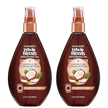 Garnier Hair Care Whole Blends Smoothing Oil with Coconut Oil & Cocoa Butter Extracts, 3.4 Fl Oz (2 Count)