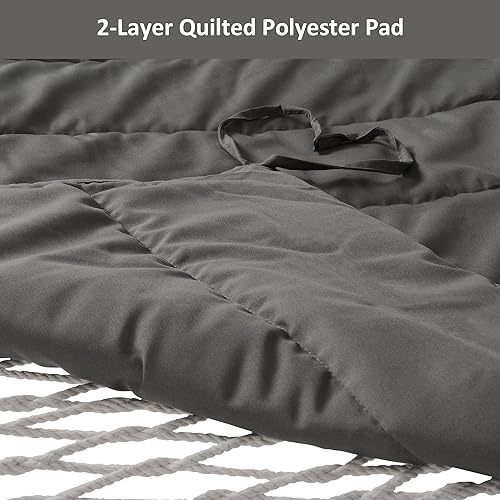 Miniatura 5 de SUNCREAT Hamaca de cuerda con soporte y cubierta de lluvia