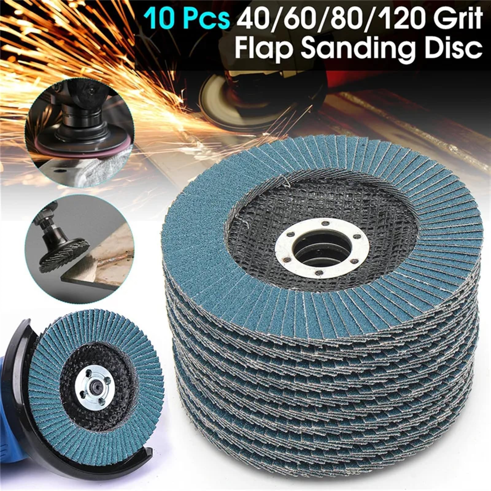10 sztuk 5 cali 125mm szlifierka kątowa tarcze szlifierskie 40/60/80/120 Grit ściernica tarcze listkowe metalowe plastikowe narzędzie do usuwania drewna narzędzie ścierne