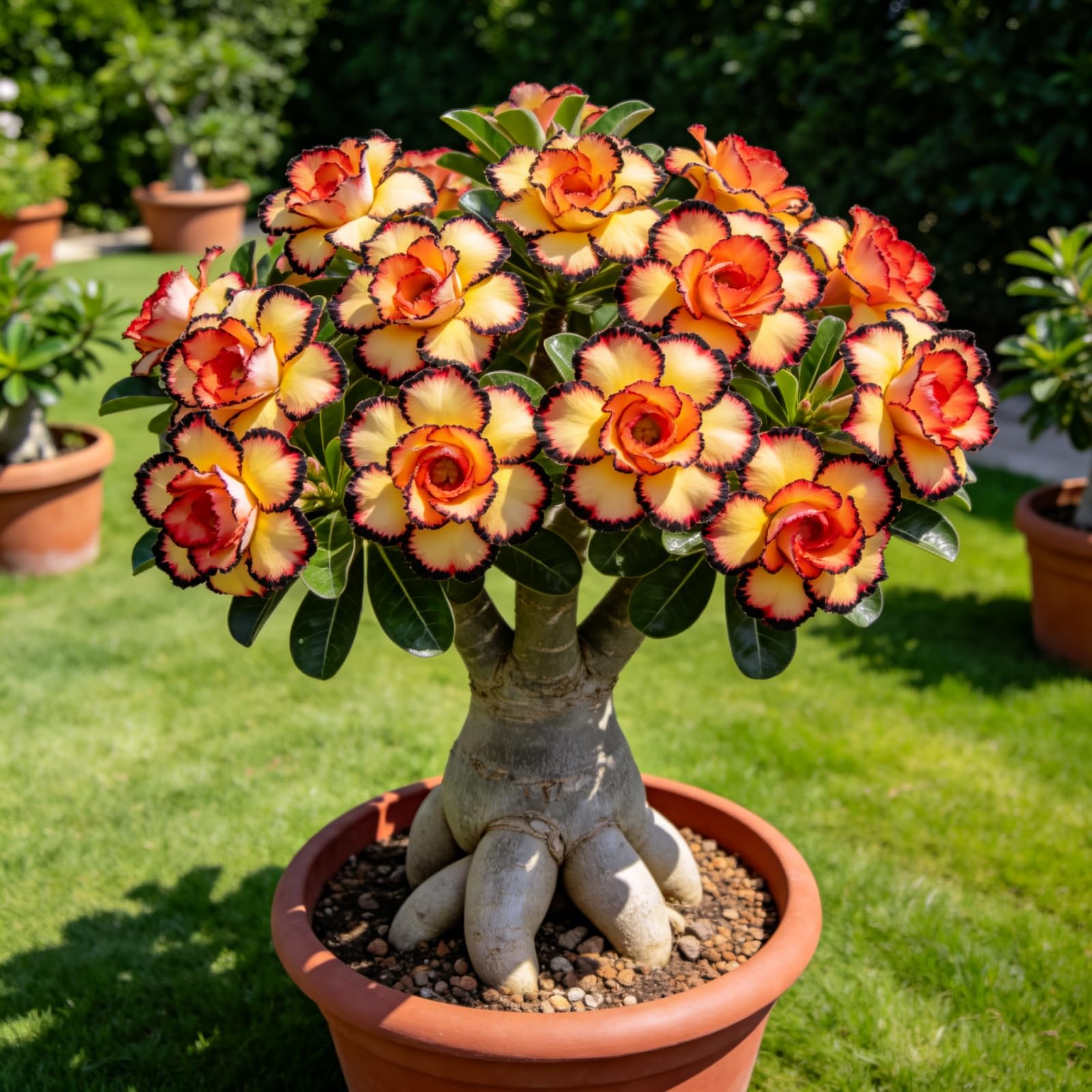 Rosa del Desierto Elegante, Resistente al Frío, Crecimiento Rápido, Variedad de Color Floral Raro, Ideal para Exteriores, Fácil de Cultivar para Principiantes, Soporte Post‑Venta Confiable-5bulbo-a