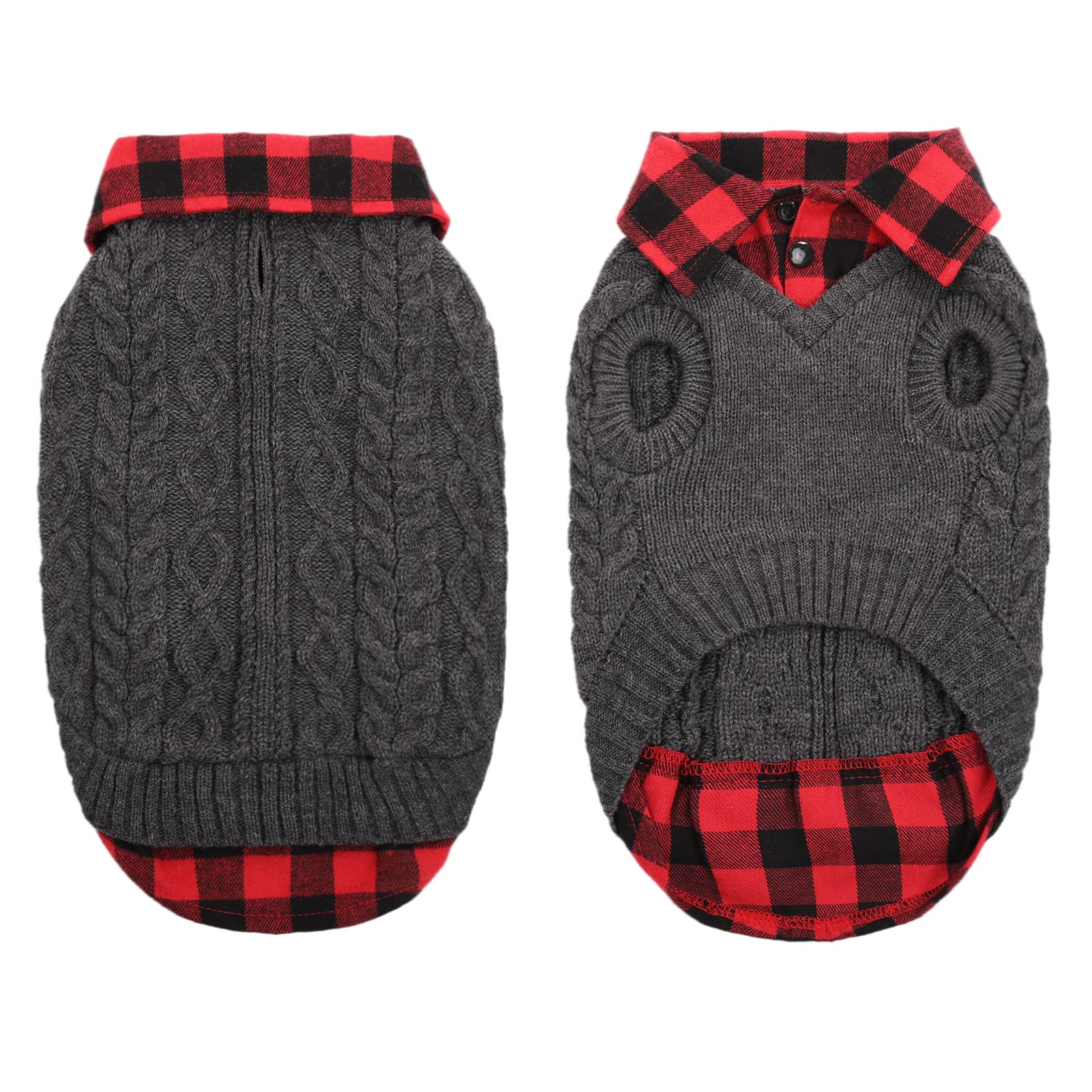 CITÉTOILE Winter Dog Jumper for Dogs Classic British Plaid Shirt Collar