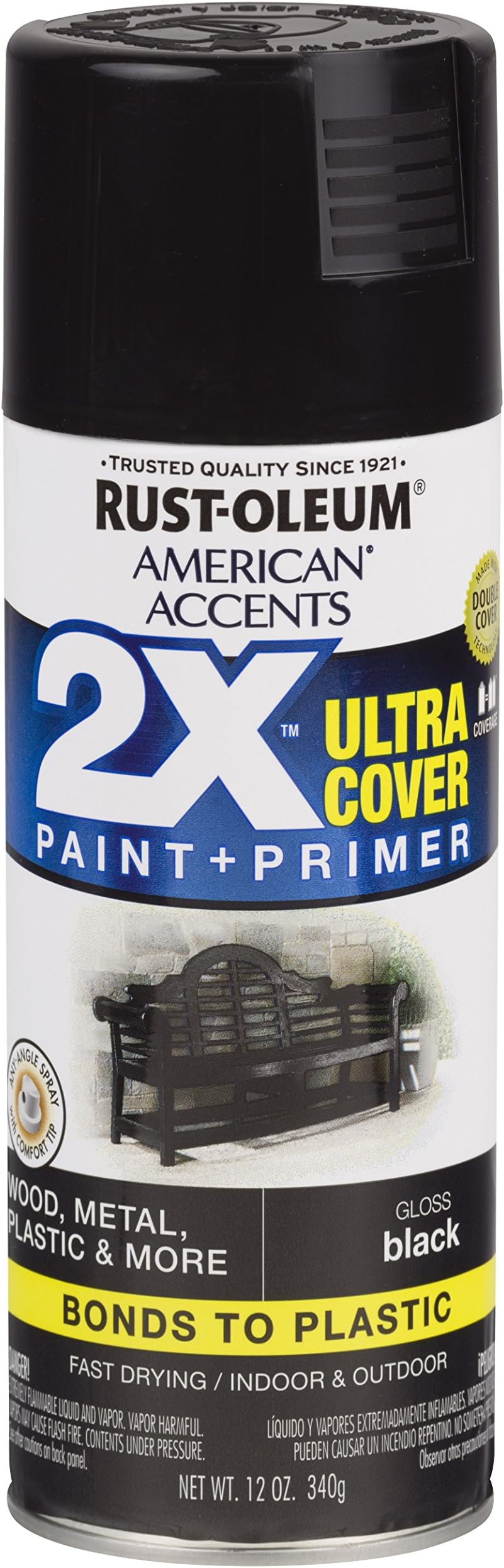 Rust-Oleum 327870 American Accents Spray Paint, 12 Ounce (Pack of 1), Gloss Black
