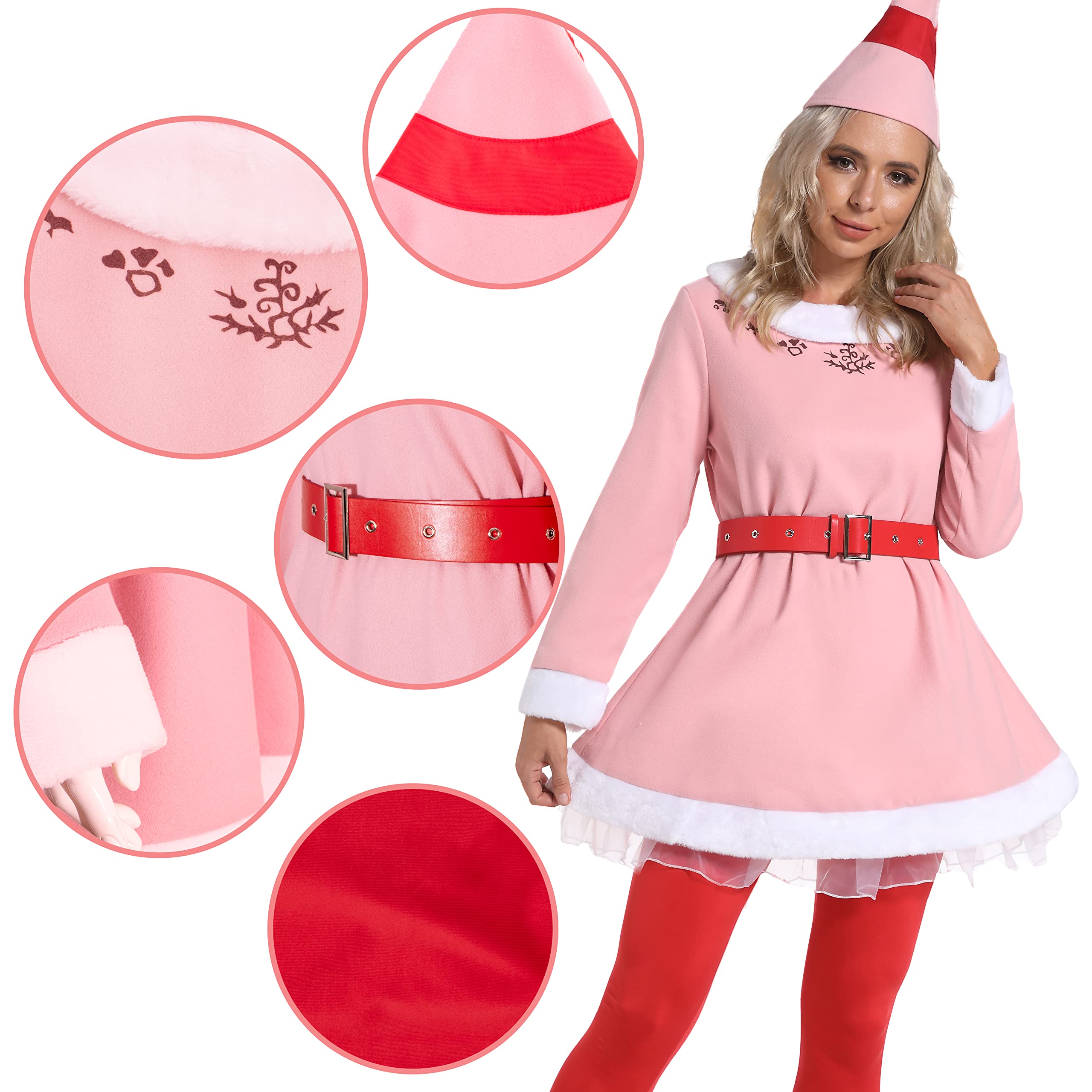 HOSEBS Jovi the elf costume, Buddy the elf and jovi costume, Jovi the Elf Dress Adult Christmas Cosplay Full Set (XL)