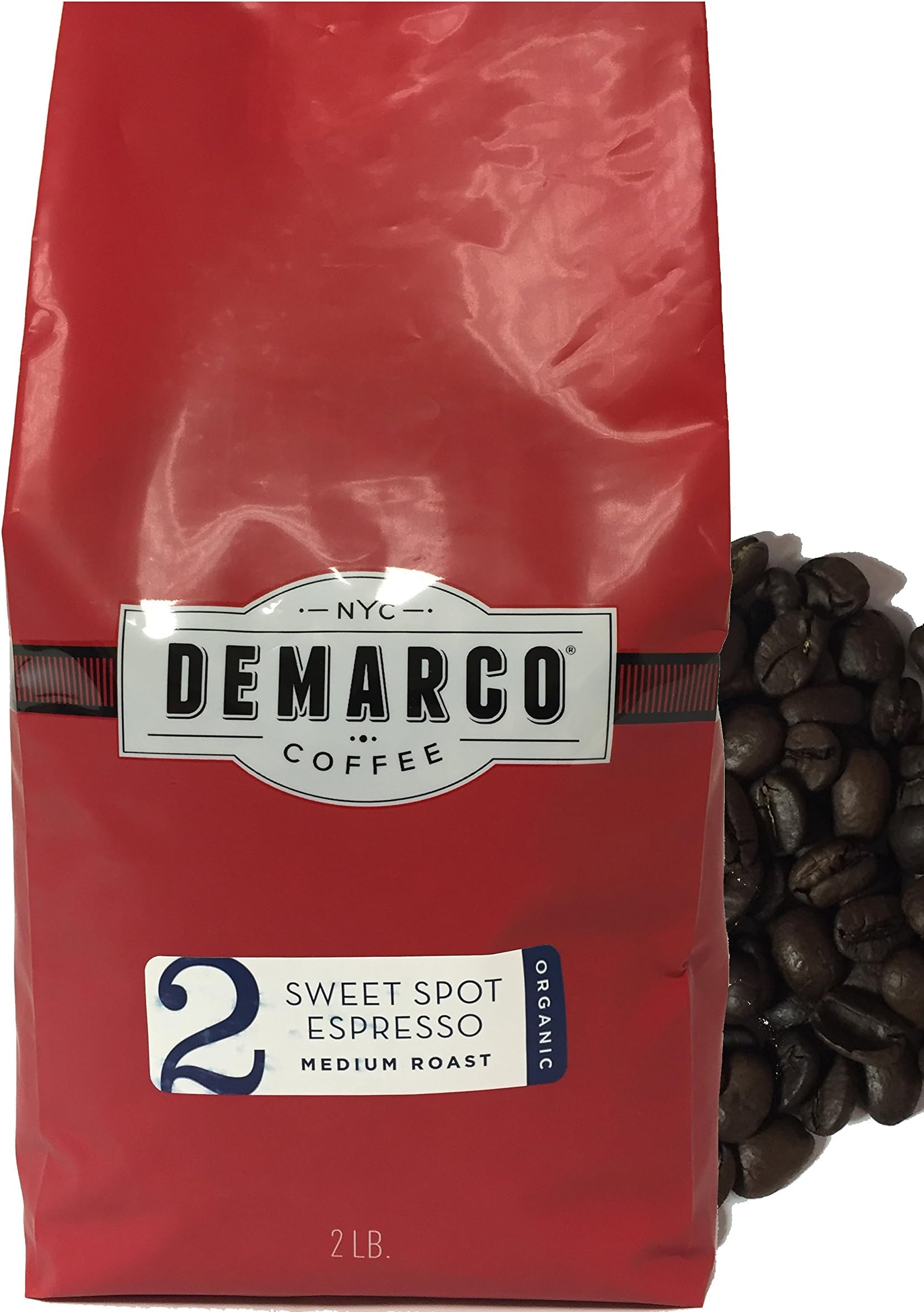 Demarco Coffee ORGANIC Whole Bean Micro Roasted premium Coffee Beans - Roasting Small batches Daily in NY - [SWEET SPOT ESPRESSO-Medium Roast] (2LB) - ORGANIC