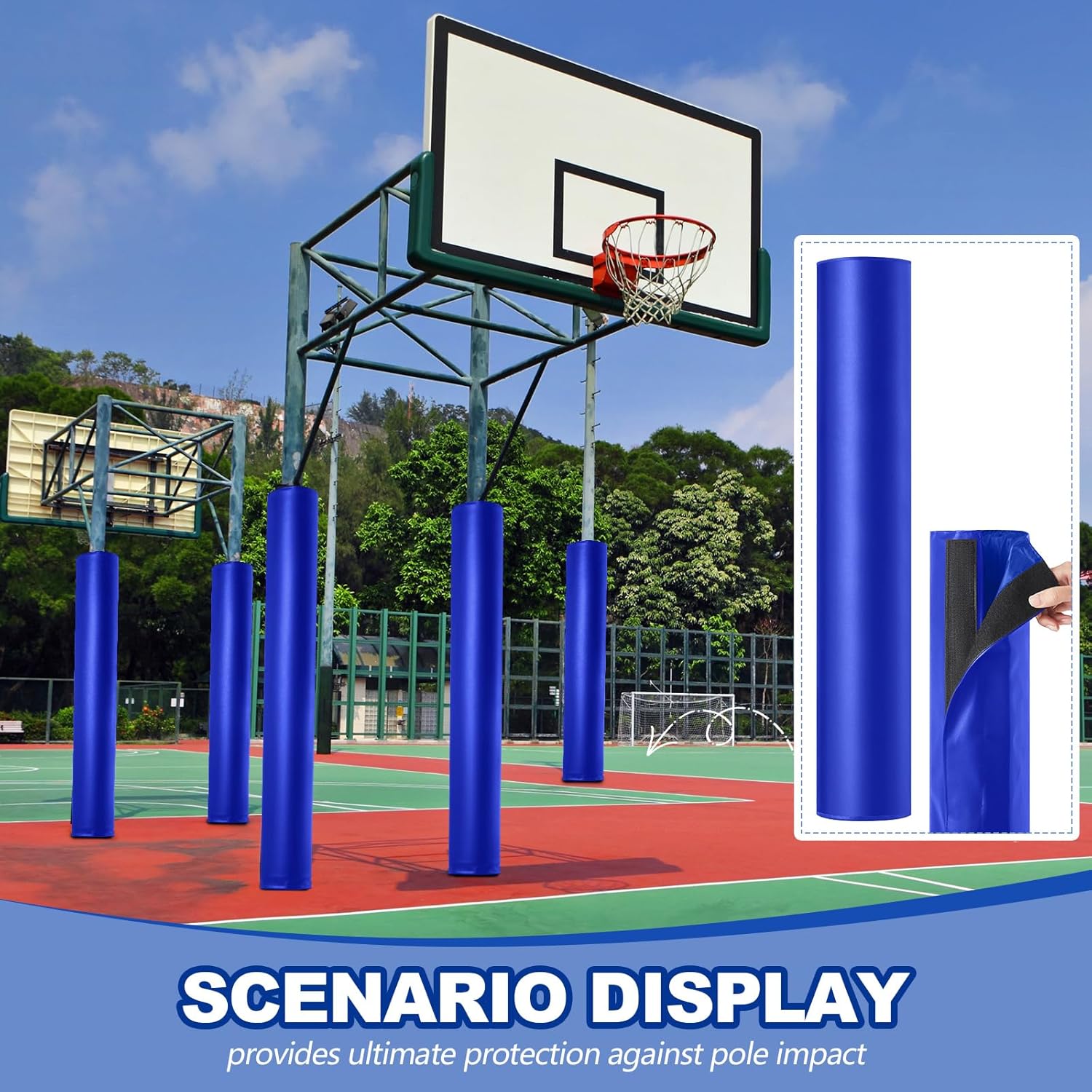 3.5" Basketball Pole Pads 47.2" Tall Basketball Pole Paddings Weather Resistant Waterproof Garage All Weather Pad for Player Protection and Safety