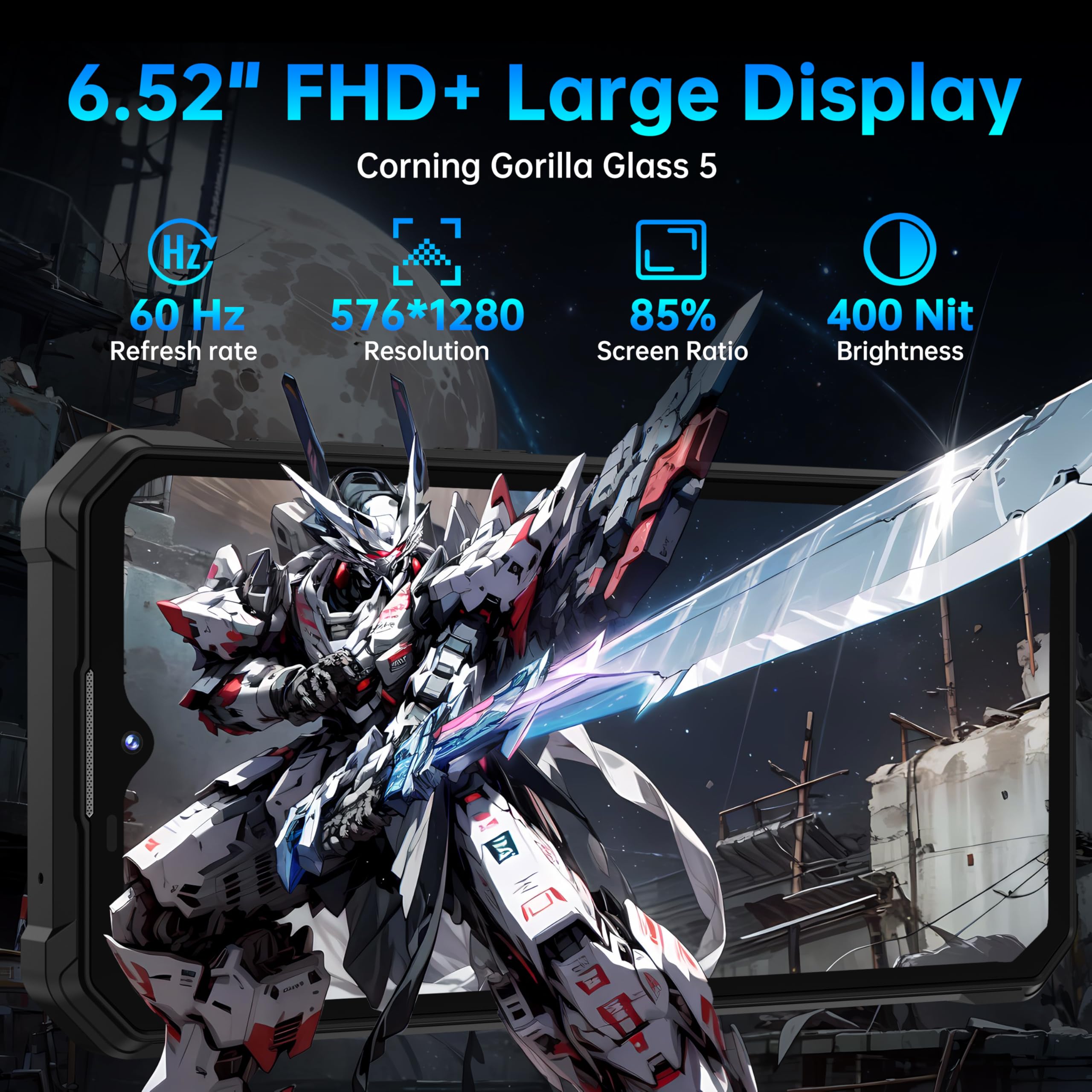 OUKITEL WP53S Rugged Smartphone Unlocked,16B+128GB Android 15 Rugged Phone,11000mAh Battery with Camping Light,6.52" FHD+,13MP+8MP IP68/IP69K Waterproof Cell Phone 4G Dual SIM NFC/OTG/Louder Speaker