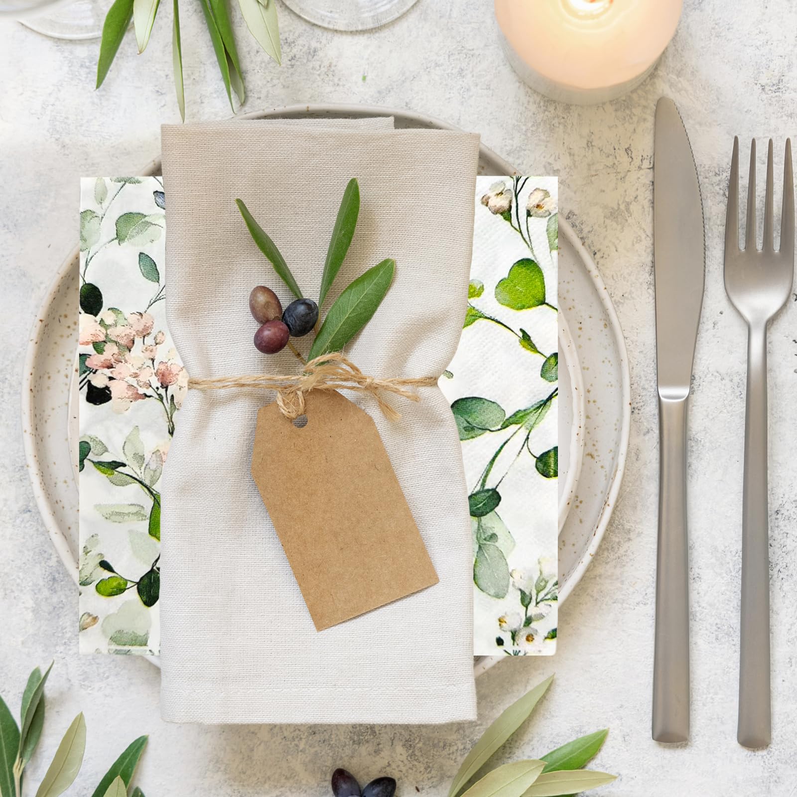 SPORWAY Servietten-Set – 100 Blatt Eukalyptus-Design Für Geburtstag, Taufe & Gartenparty