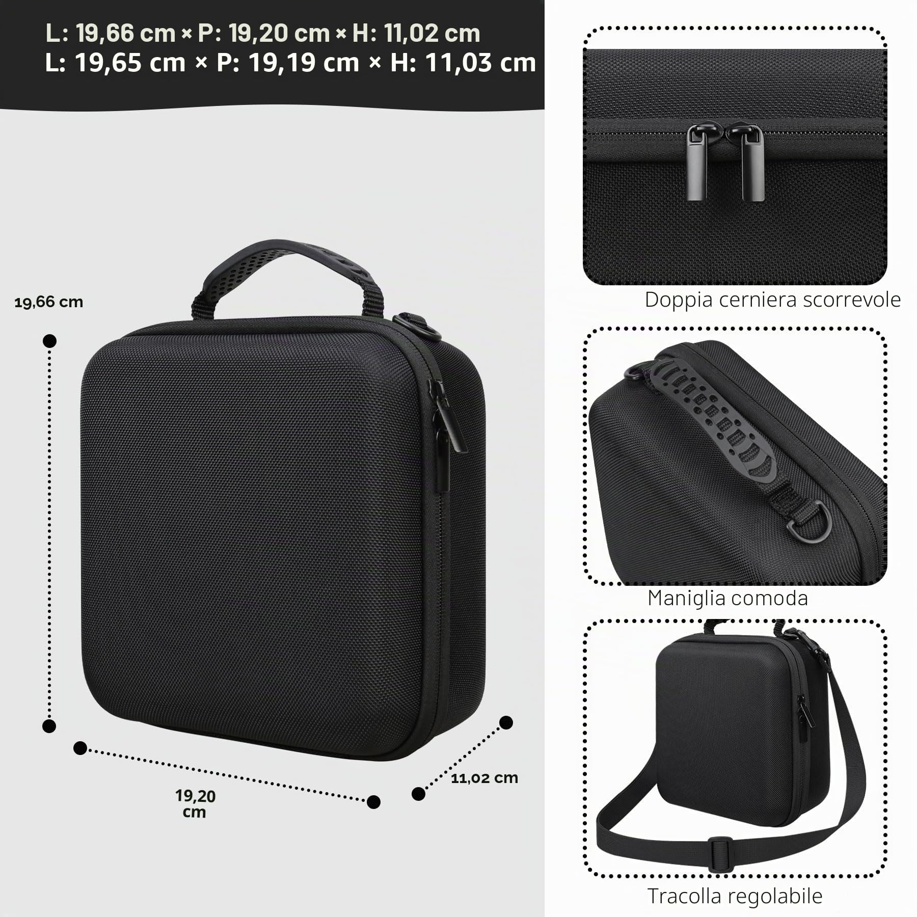 Caso di viaggio duro per Canon EOS Rebel T7 Fotocamera DSLR/EOS R50 / R6 Mark II / R100 / R50V / R8 / R7 / R10 Fotocamera senza specchio, obiettivo, treppiede con 3 divisori e spalla, Nero