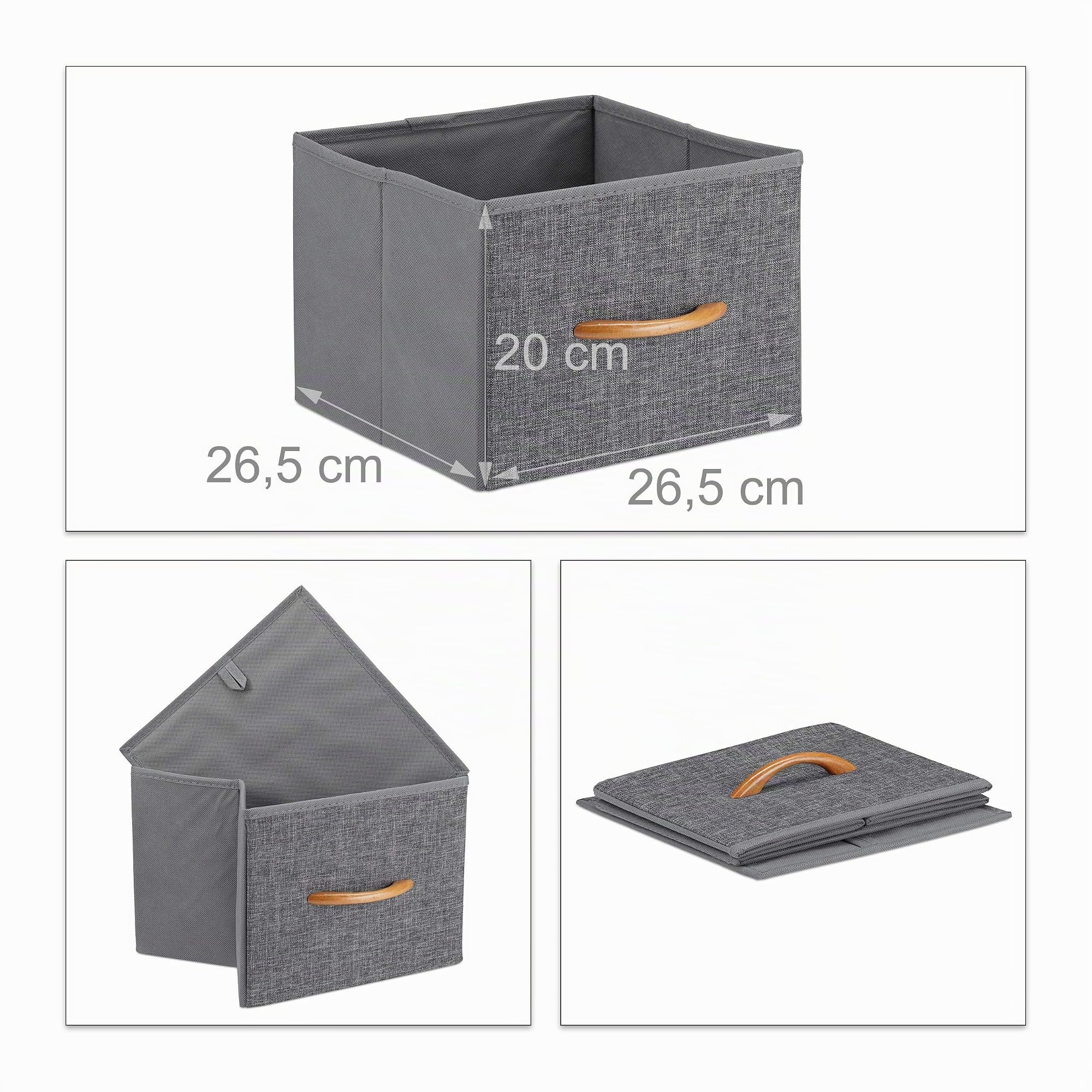 Relaxdays Schubladenschrank mit Rollen, 6 Stoff Schubladen, Deko Stoffschrank, Holzoptik, HBT 74,5 x 58 x 30 cm, grau