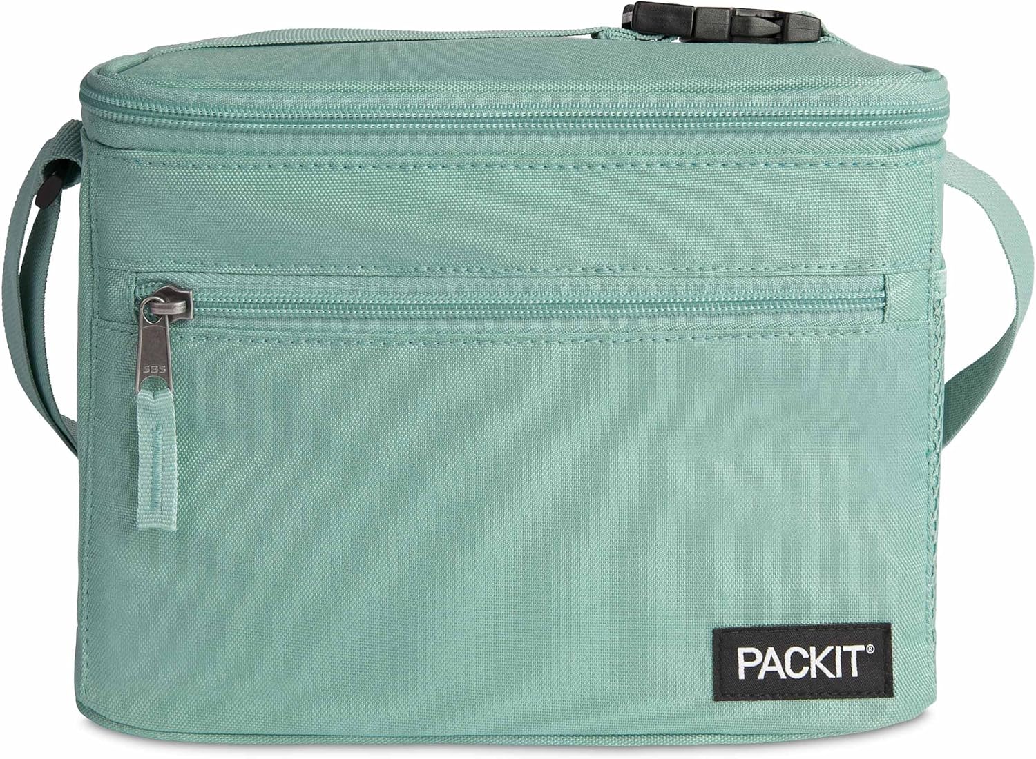 PackIt Freezable Essential Lunch Cooler, Sage, Built with EcoFreeze Technology, Fully Freezable, Collapsible, Reusable, With Adjustable Crossbody Strap, Top Clip Handle, Designed for Fresh Office