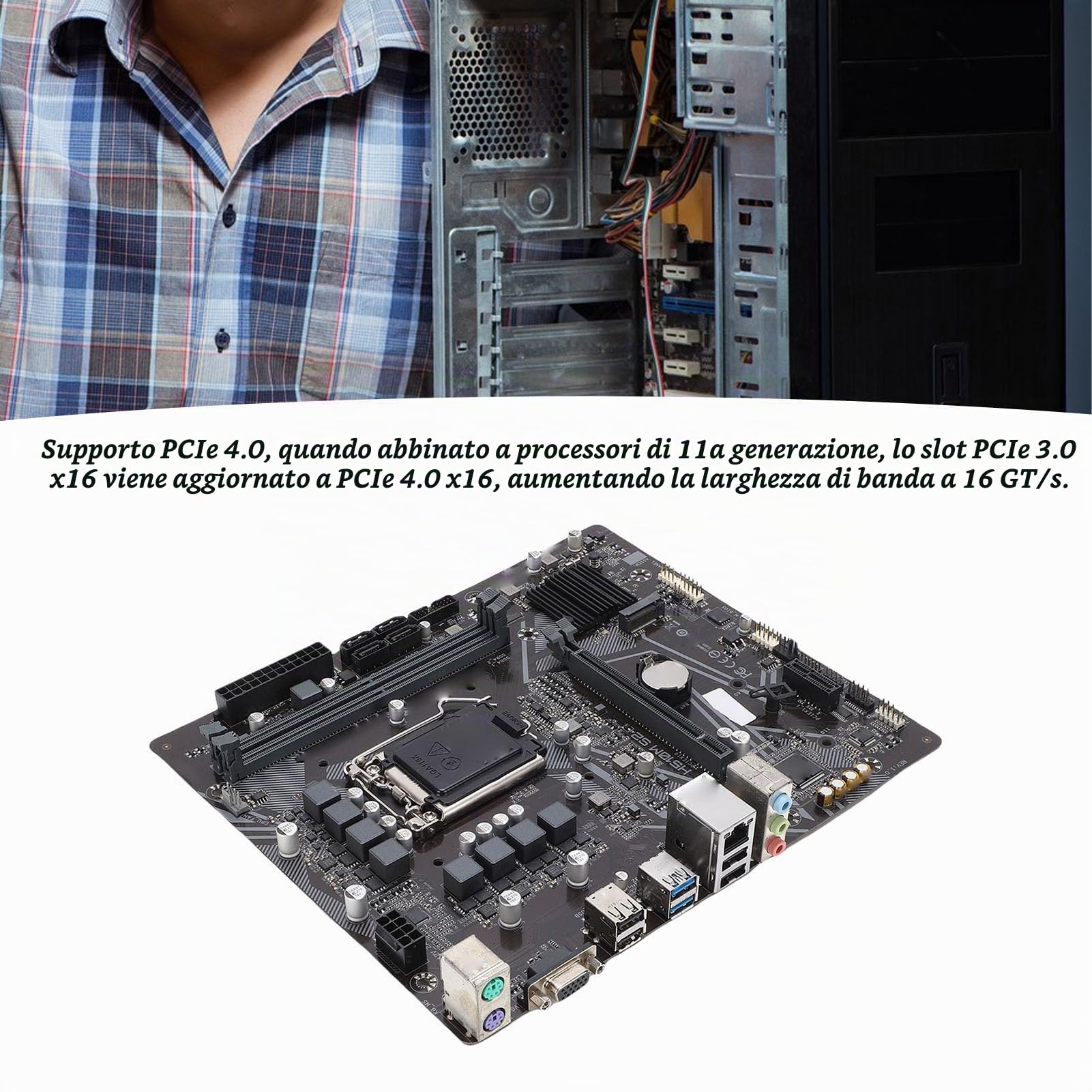 Bewinner Scheda Madre H510M S2 LGA 1200, Supporta 10a 11a Generazione I5 I7, Micro ATX DDR4 3200 MHz 64 GB, PCIe 4.0, M.2 NVMe SSD, Scheda Madre Porta DVI per PC da Gioco