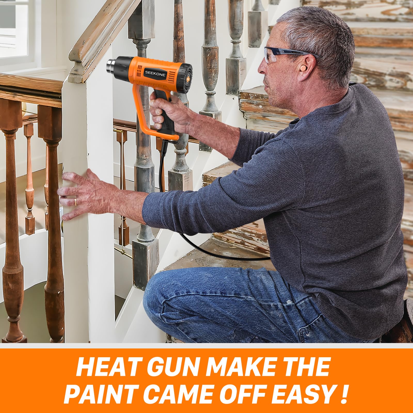 SEEKONE Heat Gun 1800W with 1112℉&752℉ 2 Temperature Settings for Crafting — Amazon image 6