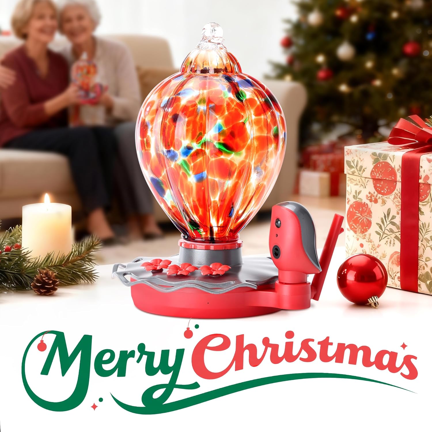 Smart Glass Hummingbird Feeder with Camera Solar Powered 2K- AI Identify & Water Detection, Instant Notification, Leakproof & Ant Moat TT Nature - Image 2