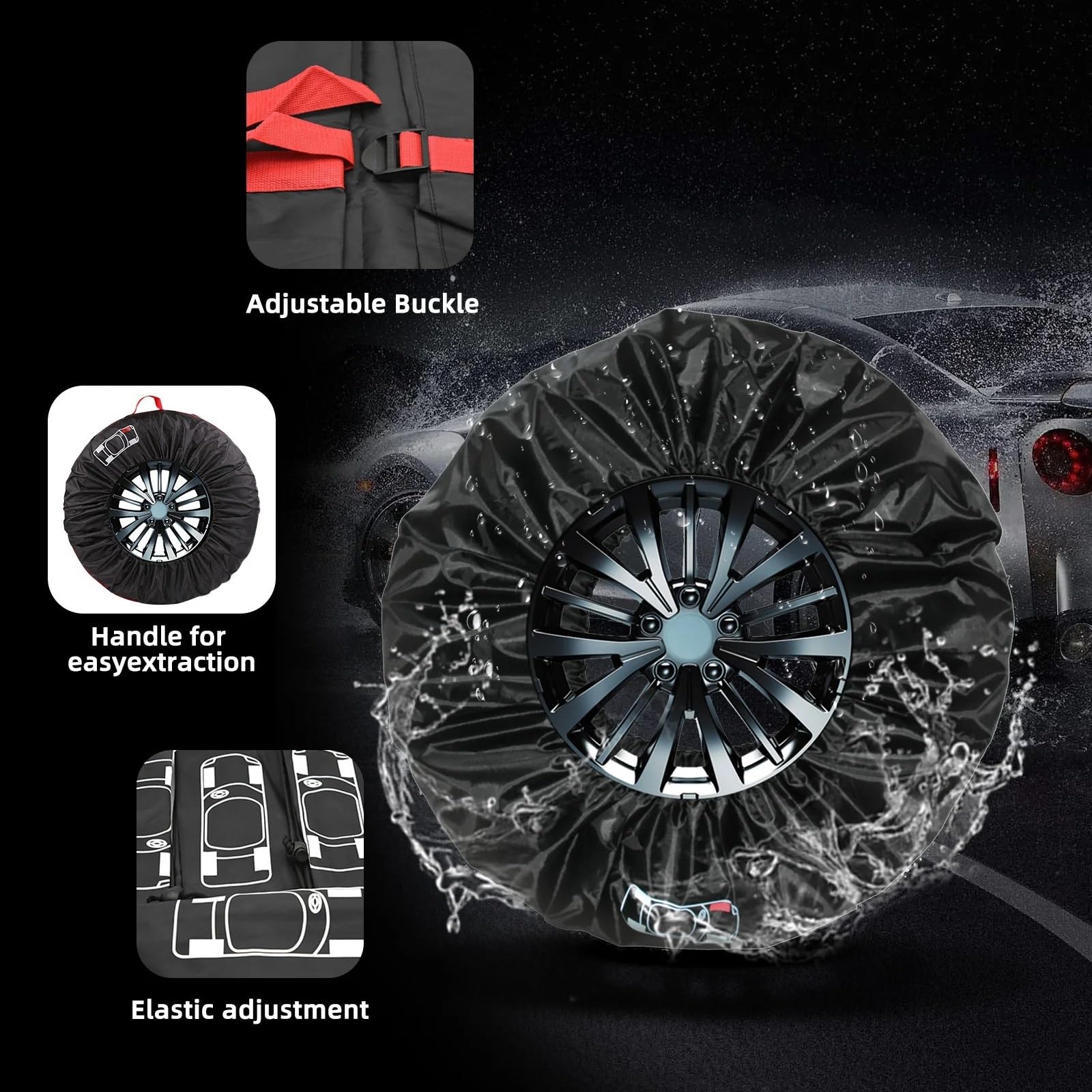 Reifen Aufbewahrung 4 Teile/los Auto Ersatz Reifen Abdeckung Auto Rad Reifen Lagerung Taschen Staubdichte Schutzhülle(T0017 4pcs 13-16inch)