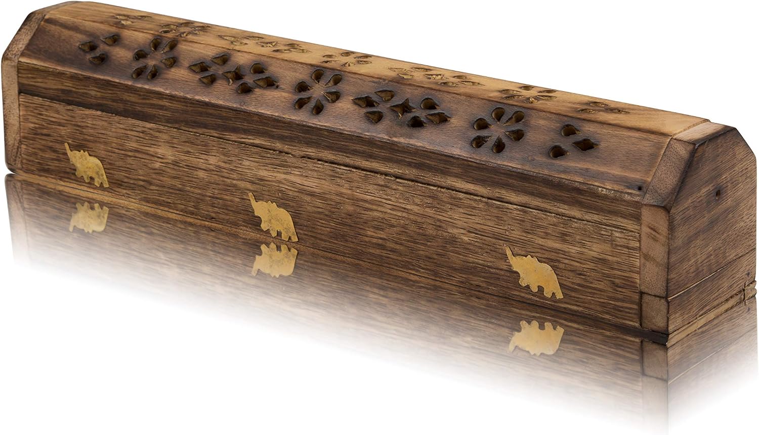 Wooden Incense Stick & Cone Burner Holder Coffin With Storage Compartment Organic Eco Friendly Ash Catcher Agarbatti Holder Rustic Style For Meditation Aromatherapy Home Fragrance Products (Antique) - Image 5