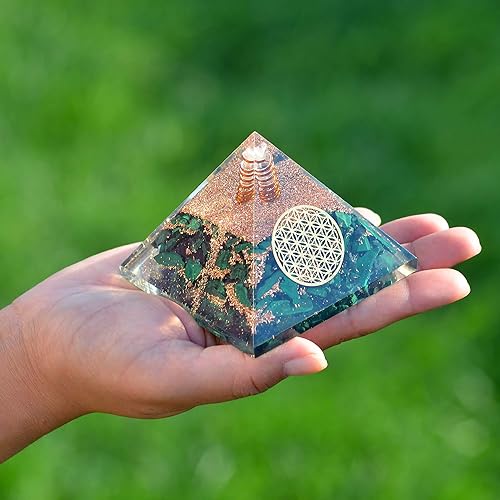 Miniatura 4 de Orgonite Crystal Pirámide de malaquita los cristales de energía positiva promueven la curación de chakras para mejorar el crecimiento espiritual y