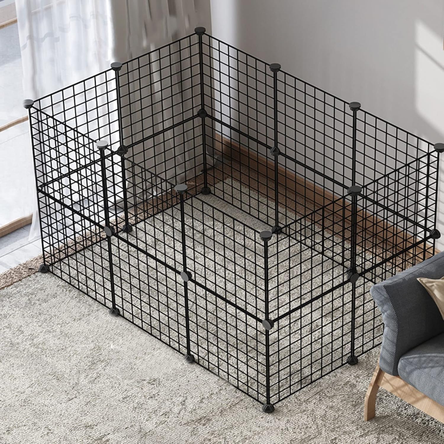 Cat Playpen - Cat Cage,diy Pets Playpen, Metal Enclosure Net Exercise Yard Fence Cage with Door for Small Pets