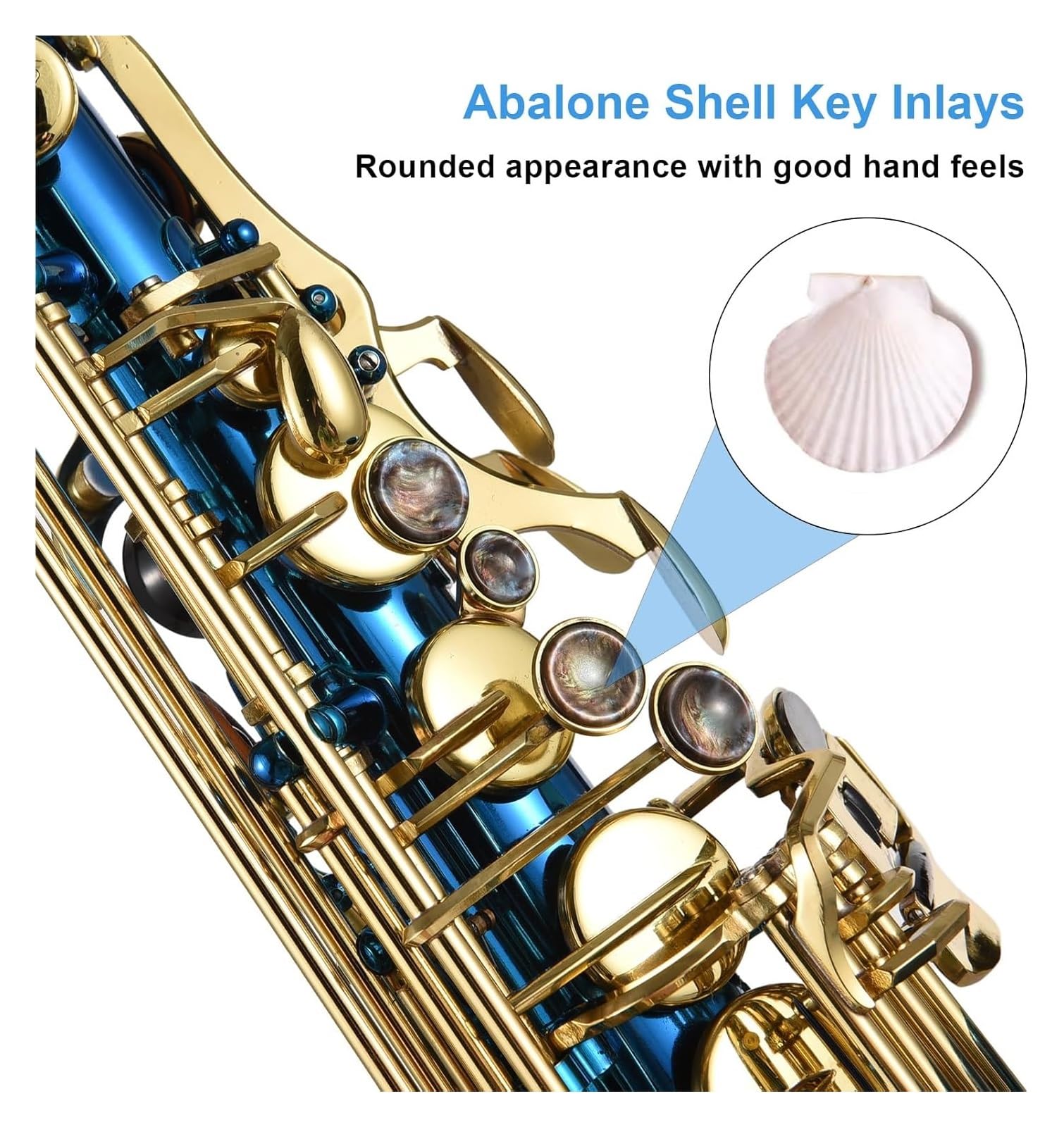 Przyciski muszli, instrumenty muzyczne, saksofon Mosiężne grawerowane guziki z muszli abalonu altowego, instrument dęty z futerałem, rękawice, ściereczka do czyszczenia, szczotka do paska, grawerowany