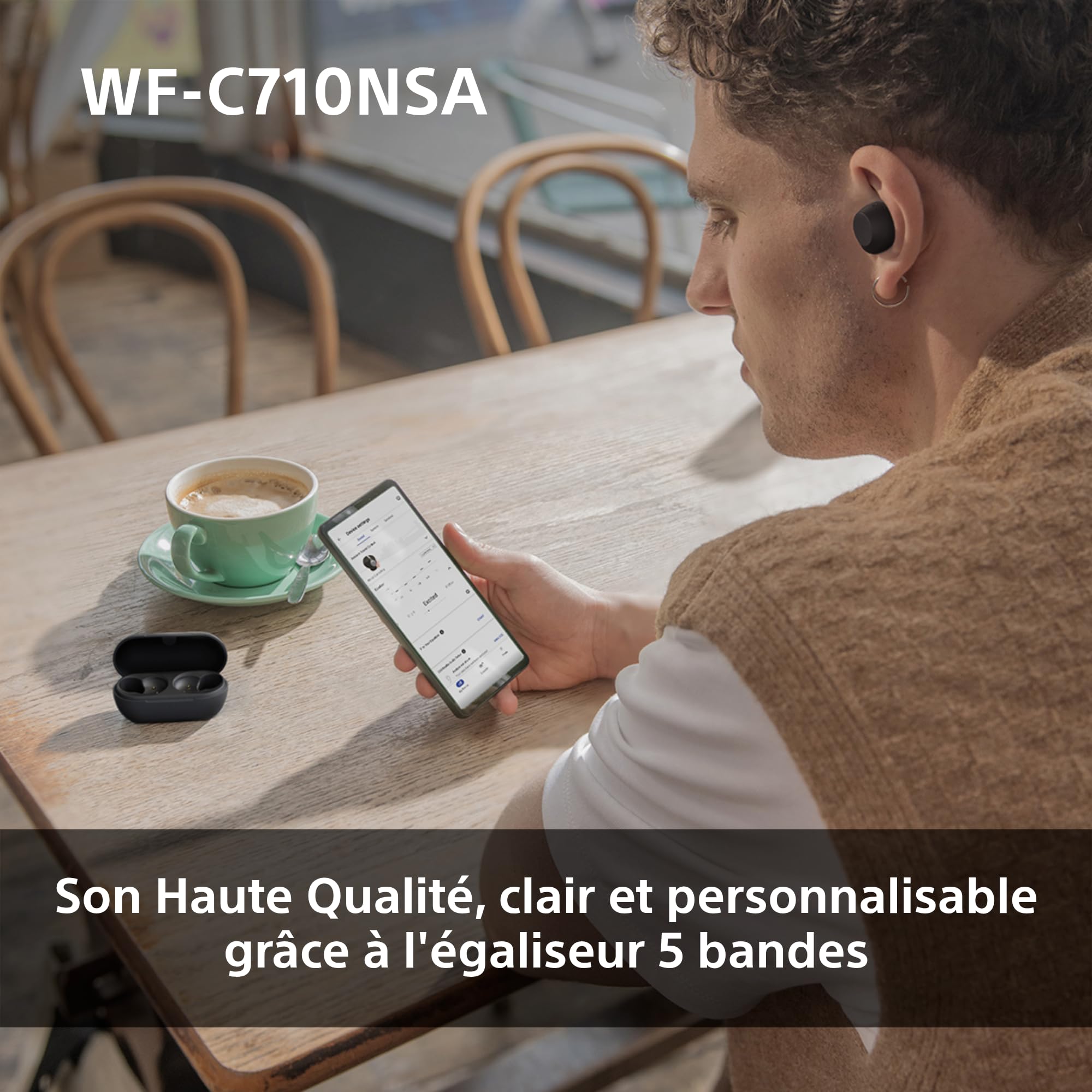 Sony WF-C710NSA - Écouteurs sans Fil à réduction de Bruit, écouteurs légers, Commandes tactiles, Connexion multipoint, IPX4, jusqu'à 40 HR de Pile, Charge Rapide, iOS et Android - Noir