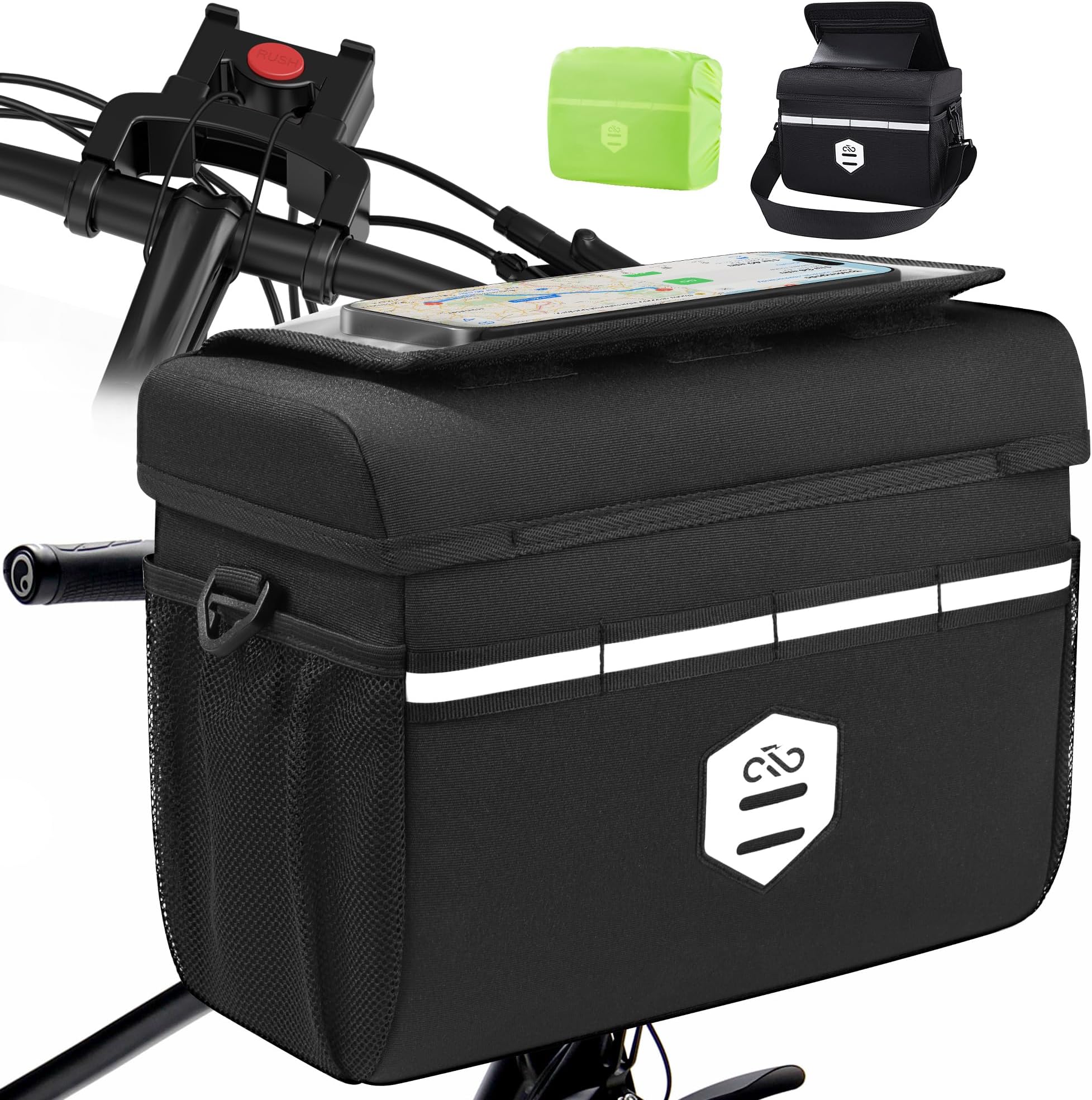 Dreirad Tasche Lenkertasche Fahrrad Oxford-Stoff Schwarz  Fahrradtasche  Lenker Mit Zwei Taschen, Fr Fahrrad, Dreirad & Roller