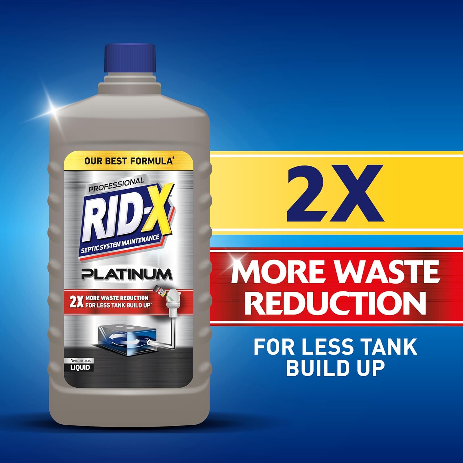 RID-X Septic Tank Treatment Platinum Liquid 6 Month Supply – Our Best Formula with x2 More Waste Reduction