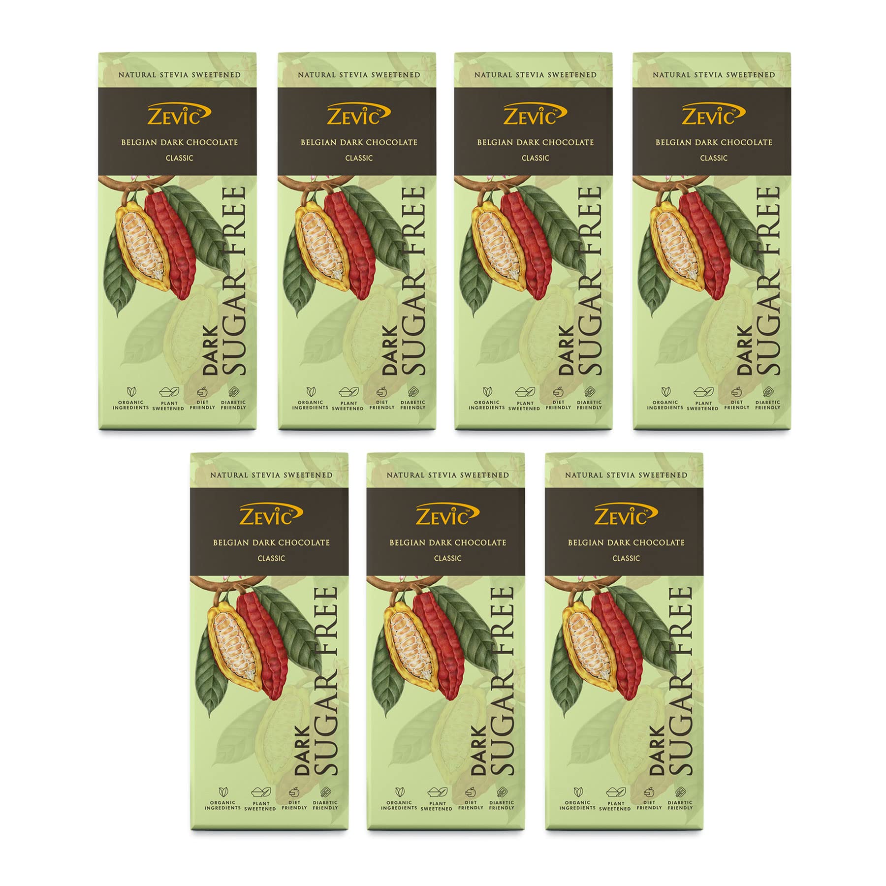 ZEVIC Dark Chocolate Sugar Free | Classic Cocoa Belgian Dark Chocolate Bar | Natural Stevia Chocolate | Diabetic Friendly Chocolate | Diet Keto Chocolate | Vegan Healthy Chocolate, 40g (Pack of 7) (B09NR87S9D) Amazon Price History, Amazon Price Tracker