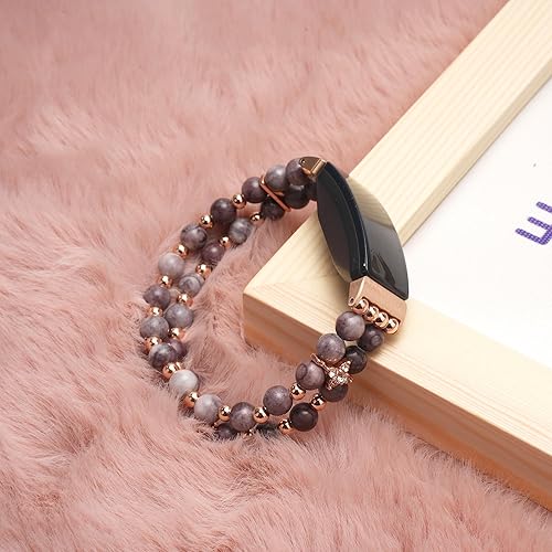 Miniatura 4 de Compatible con Fitbit Inspire HRInspire 2 & Inspire Bandas para mujeres y niñas, pulsera elástica hecha a mano con perlas de moda para Inspire