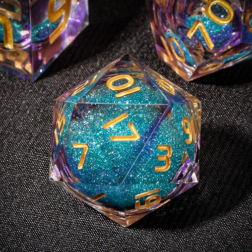 Miniatura 9 de OUKELANWO Juego de dados DND de globo ocular de resina de núcleo líquido, 7 piezas de dados D y D D y D D&D D20 de borde afilado Dungeons and Dragons