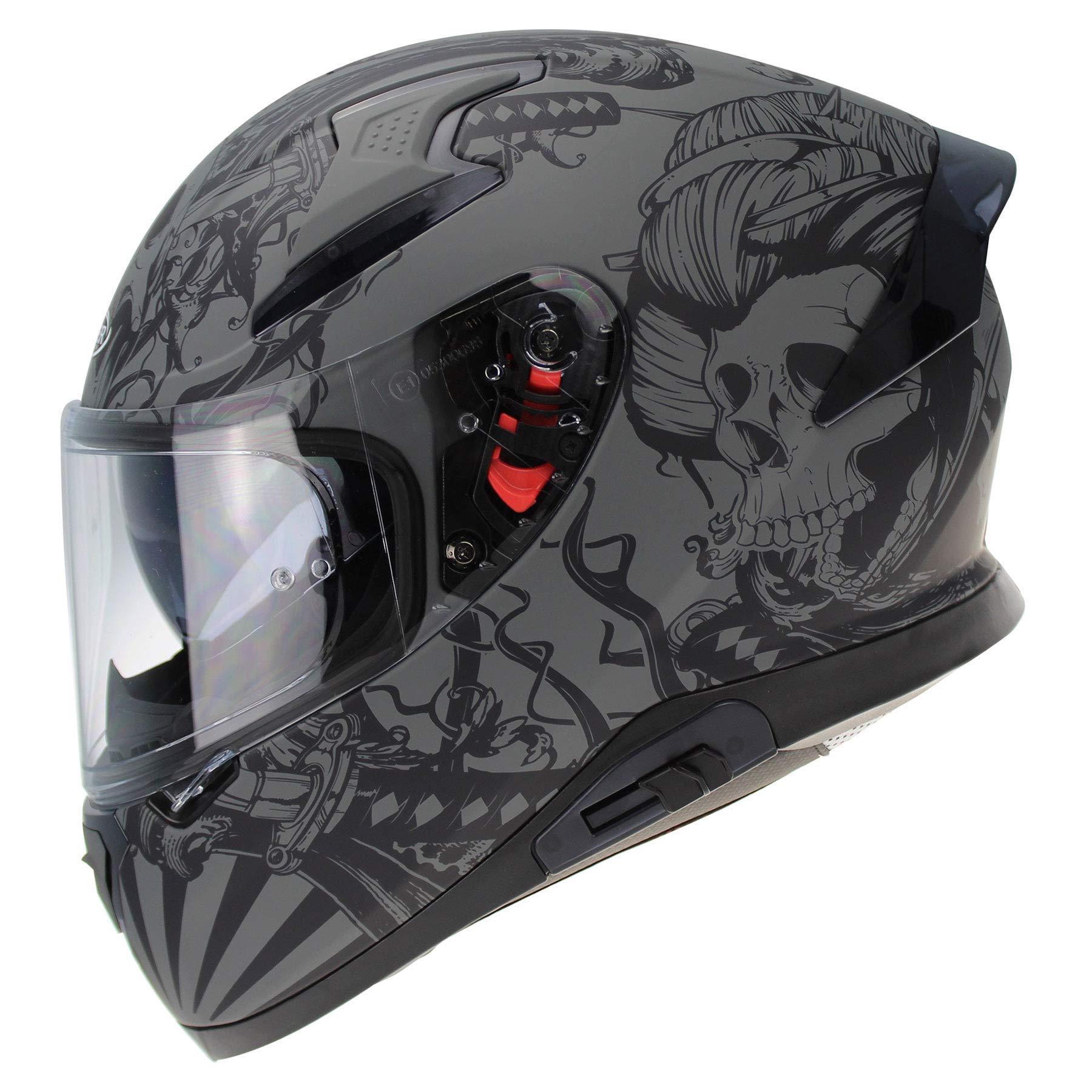 ViPER RSV95 Motorcycle Full Face Helmets - ECE ACU Certified Unisex Adult Motorbike Helmet with Drop Down Sun Visor For Men and Women