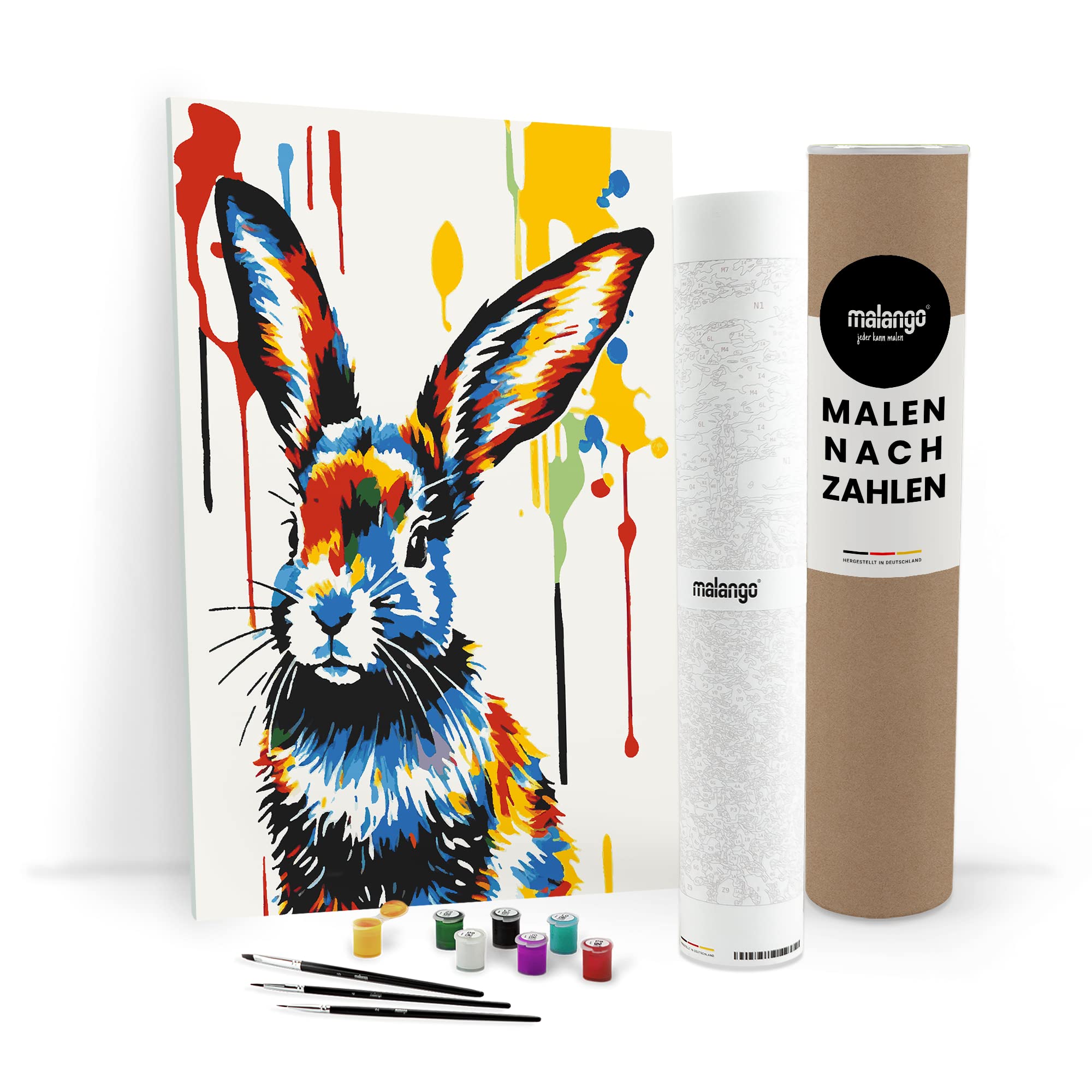 Malen nach Zahlen Erwachsene - Hase Hans 60 x 40 cm Verschiedene Größen Premium-Malset mit Rahmen, Hergestellt in unserer Produktion in Deutschland, Kreative
