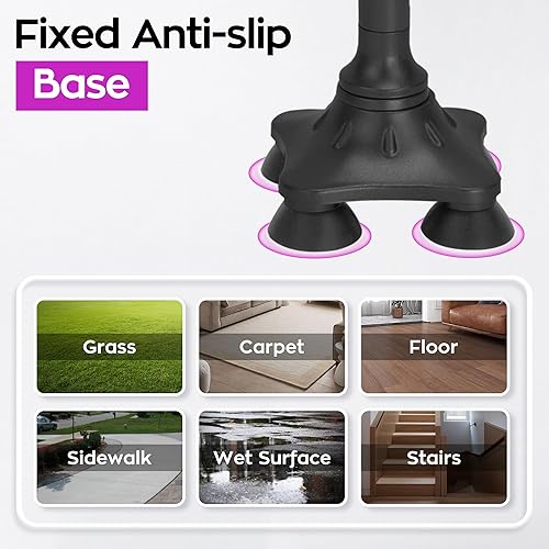 Miniatura 3 de Bastones de caminar para hombres y mujeres, mango extendido base sólida plegable alturas ajustables ligeros bastones resistentes para personas