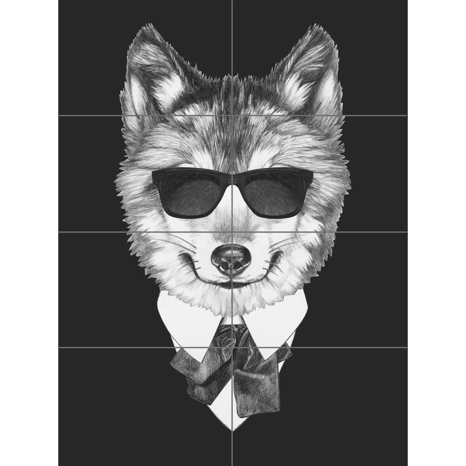 Artery8 Bow Tie Wolf With Sunglasses XL Giant Panel Poster (8 Sections)