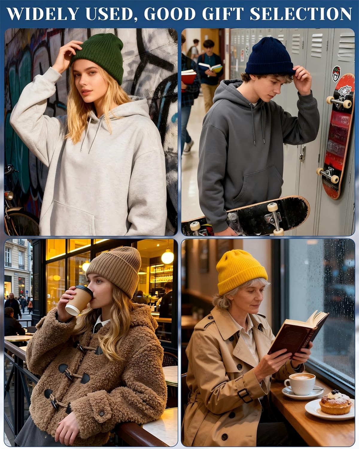 Suhine 6 Pcs Winter Fleece Lined Beanie Hats Bulk Men Women Warm Knitted Cuffed Beanie Thick Knit Skull Cap for Cold Weather - Image 7