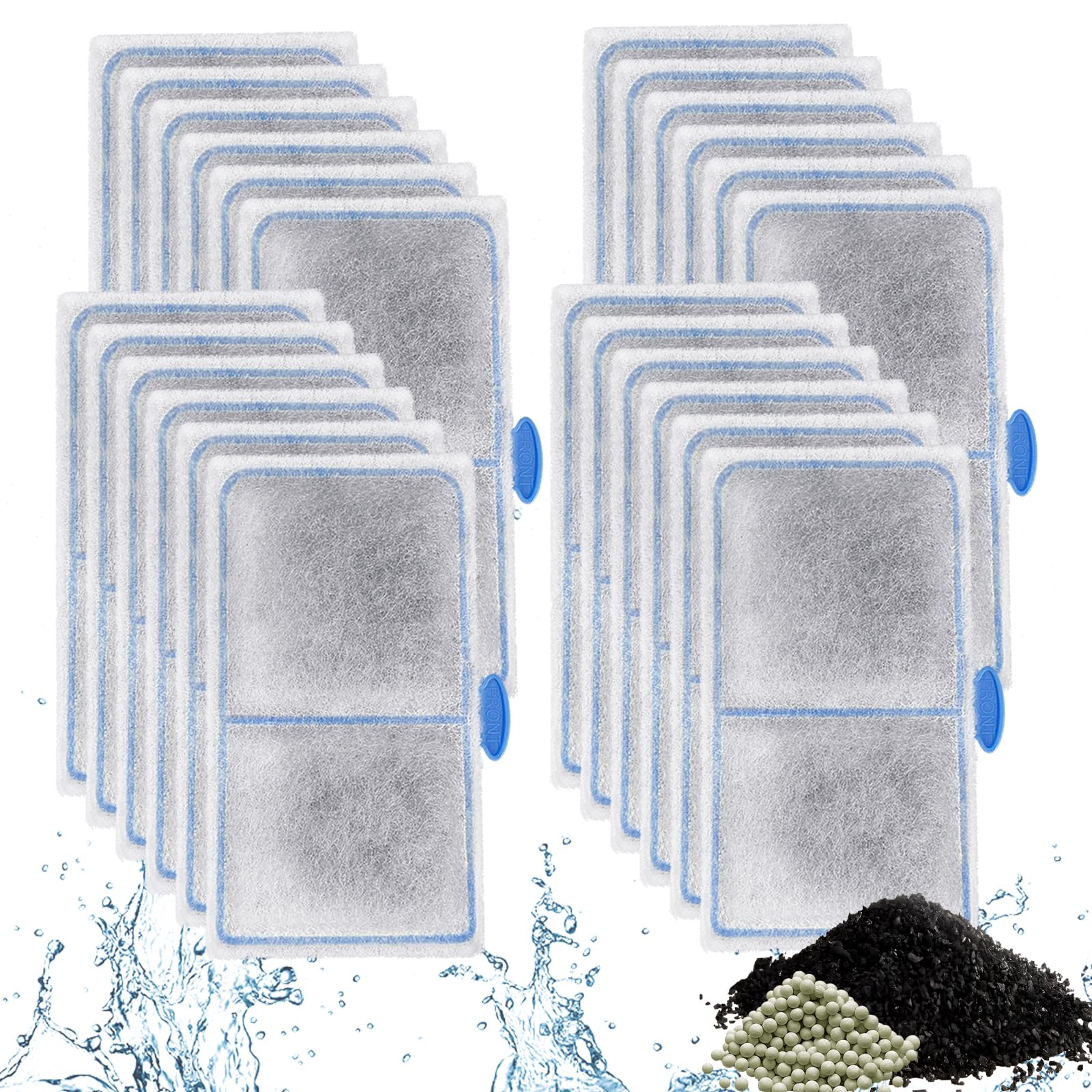 24 Pack Filter Cartridges Compatible with EF-S Element and BF5 BETTAFLO Filter, Thickened Fish Tank Replacement Filters Cartridge with Zeolite