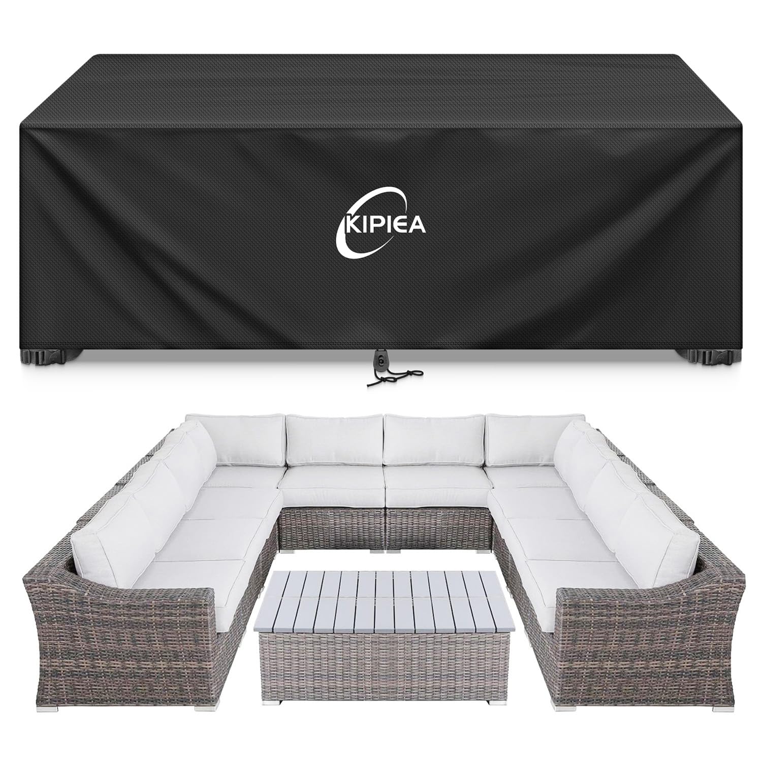 Kipiea Patio Furniture Covers Waterproof Winter, Heavy-Duty 420D Outdoor Patio Table Set Covers, Rectangular Outdoor Sectional Couch Covers (78" L x 58" W x 28" H) — view 10