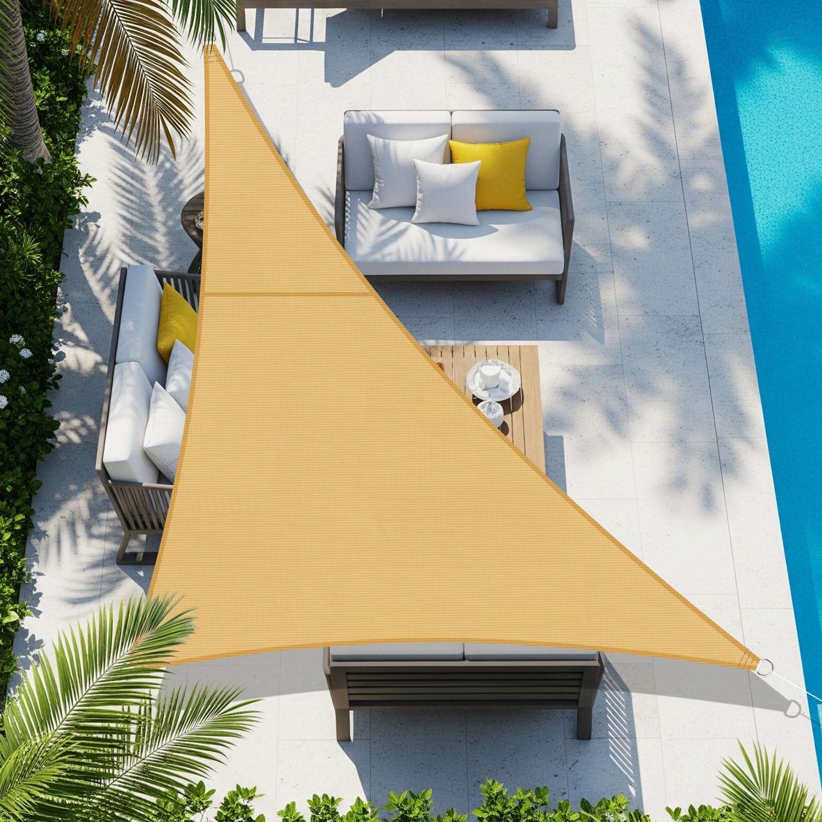 COOL AREA Toldo Vela de Sombra Impermeable Rectángulo 2x3m UV Block Resistente a la Intemperie para Patio Jardín Patio Exterior,Arena — view 19