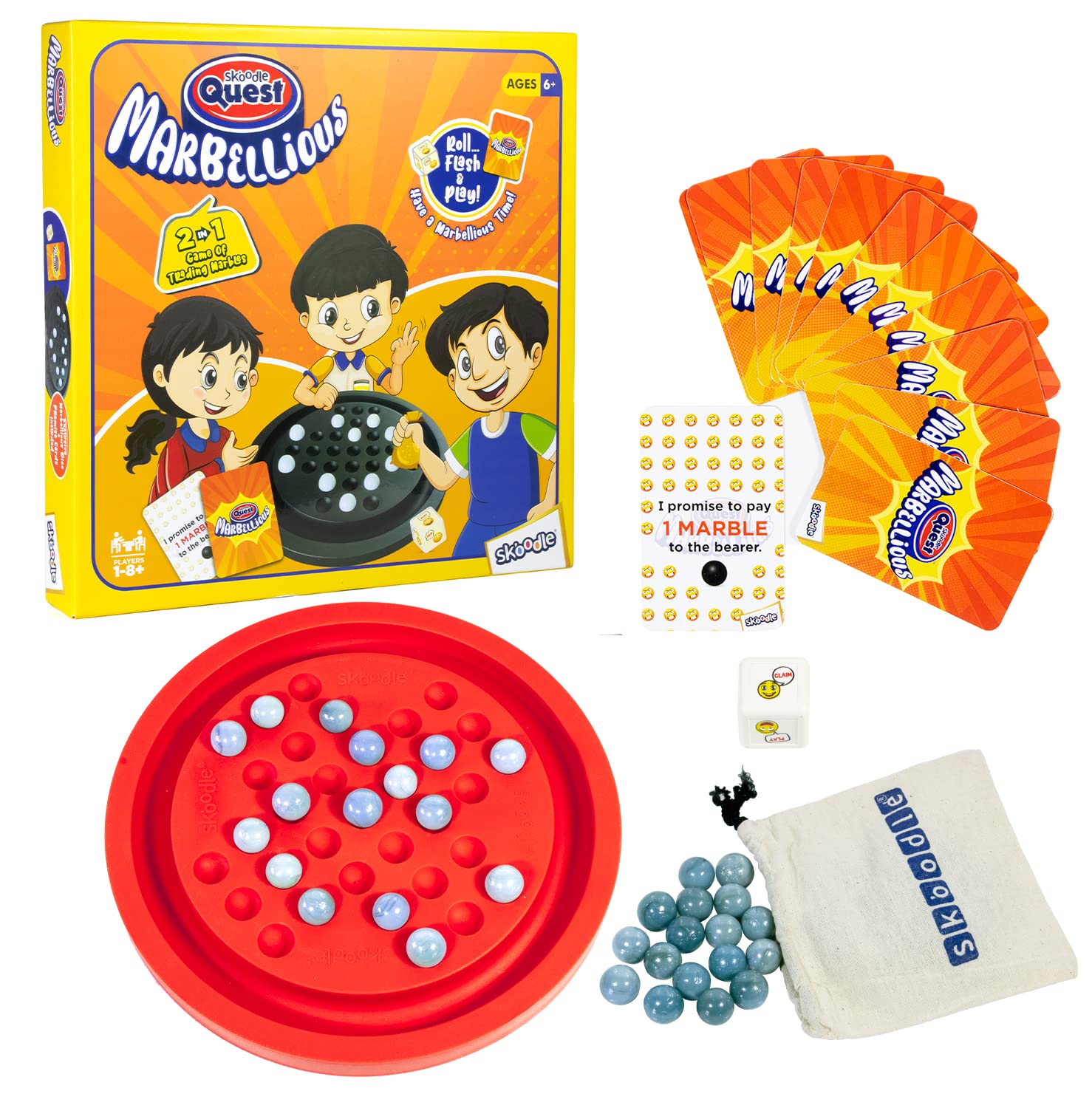 Skoodle Quest Marbellious - Classic Brain Teaser & Strategy, Develops Non-Verbal Thinking Skills & Creativity, Fun Board Game for Kids Above 6 Years